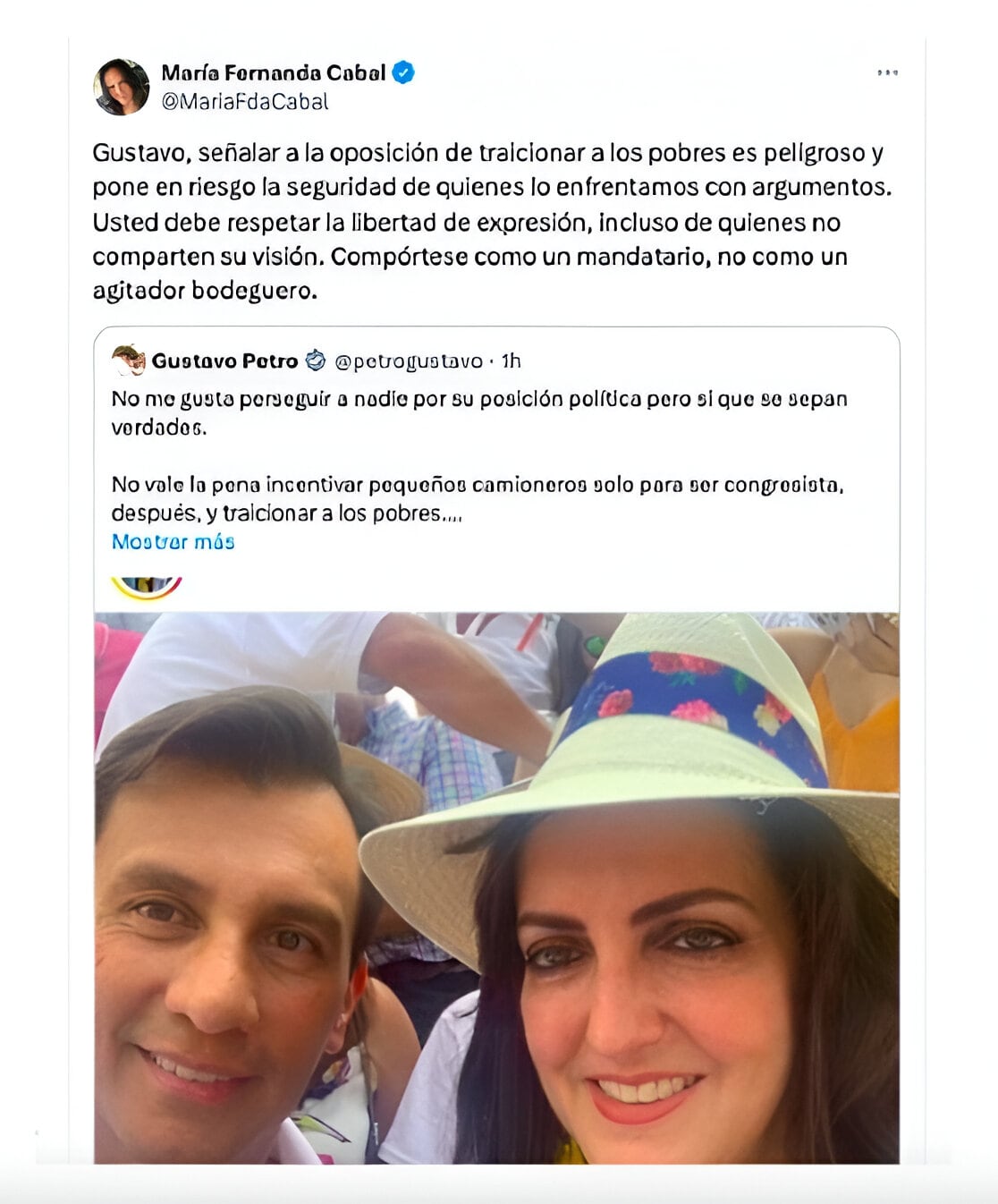 María Fernanda Cabal respondió a Gustavo Petro