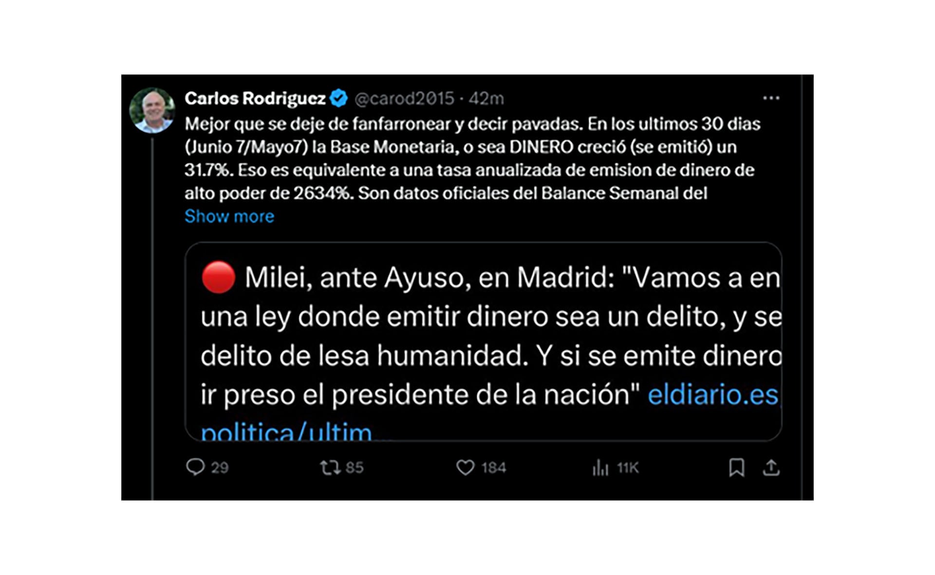 Carlos Rodríguez Milei Emisión Delito
