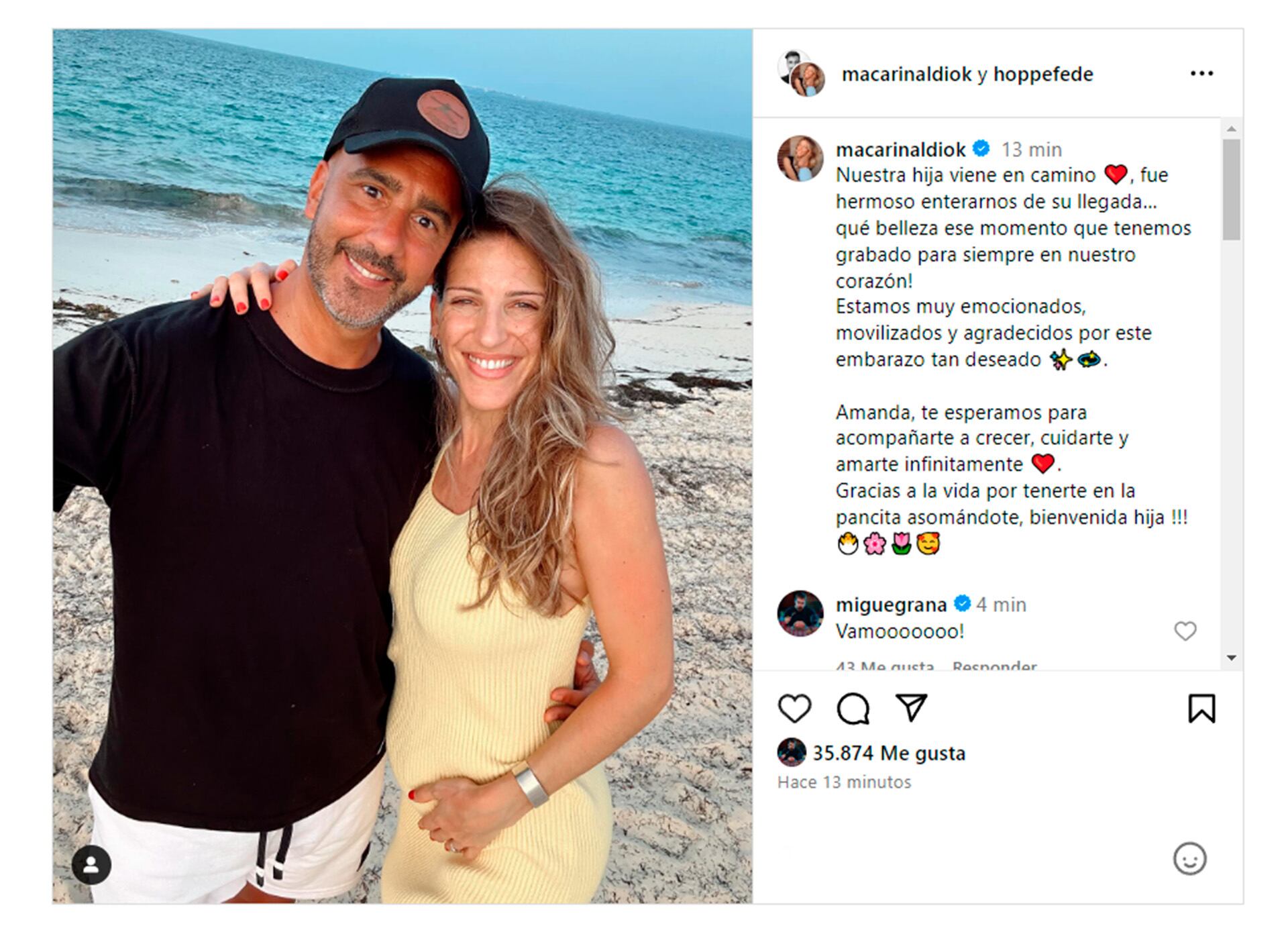 Federico Hoppe y Macarena Rinaldi están en la dulce espera de su primer hijo