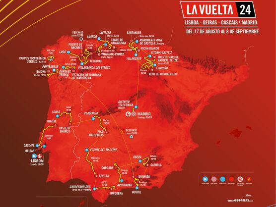 La Vuelta a España iniciará en Lisboa, Portugal y terminará en la capital española, Madrid - crédito La Vuelta a España