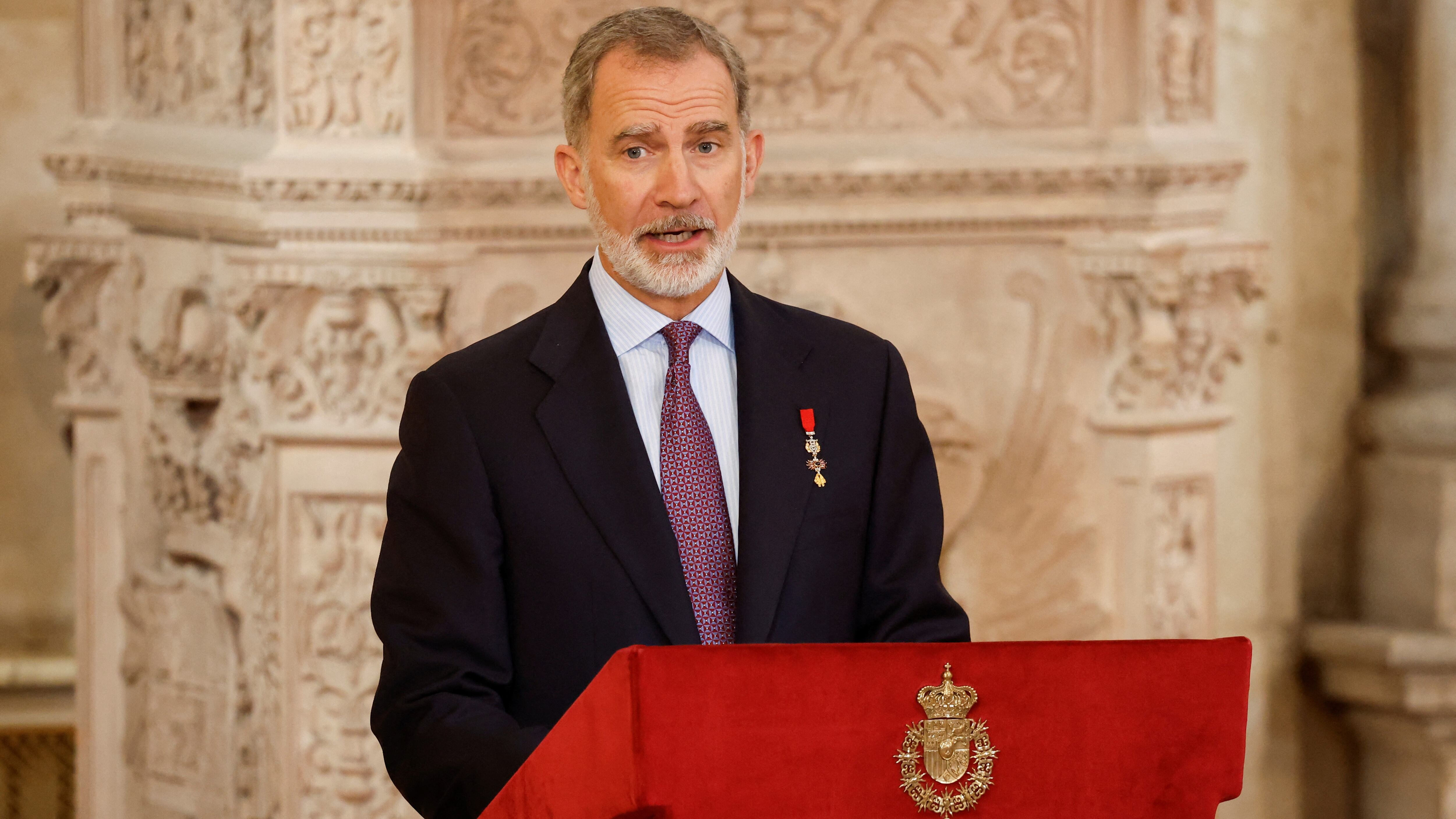 Felipe VI, durante su discurso por el X aniversario de su proclamación. (REUTERS/Juan Medina)