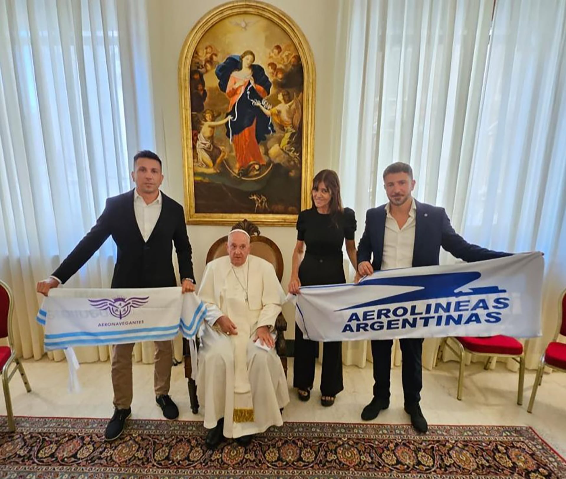 El papa Francisco y Juan Pablo Brey, de Aeronavegantes