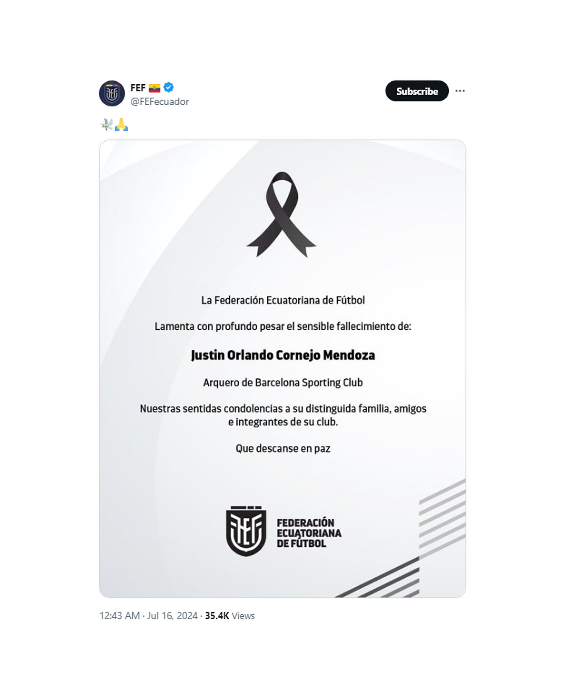 Los comunicados por lo sucedido con Justin Cornejo