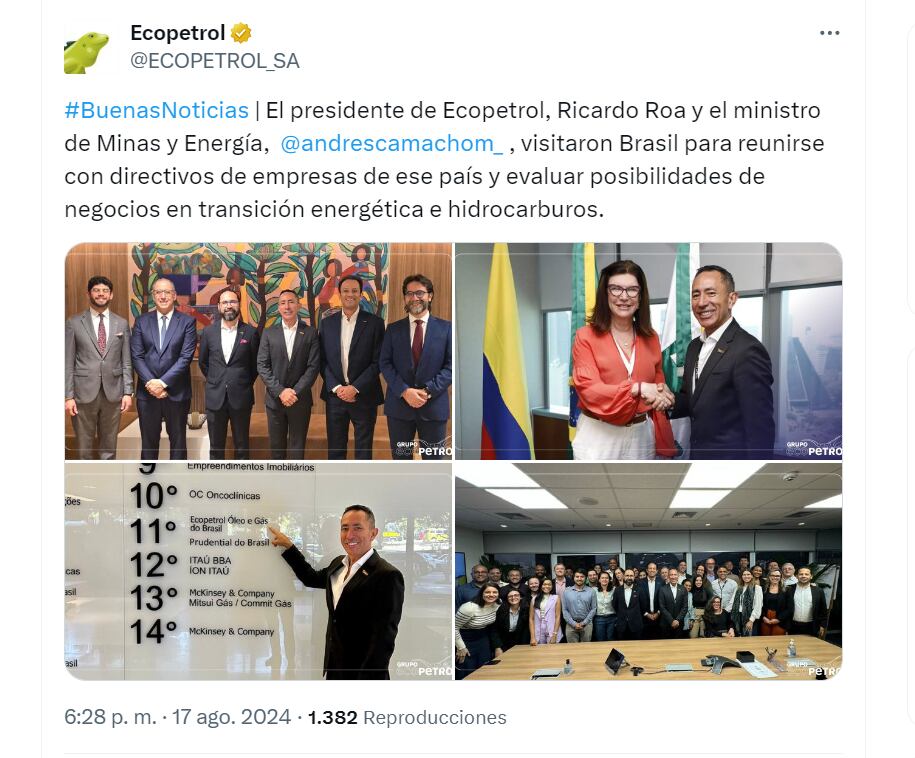 Visita de Ecopetrol y MinMinas a sede de Petrobras en Brasil