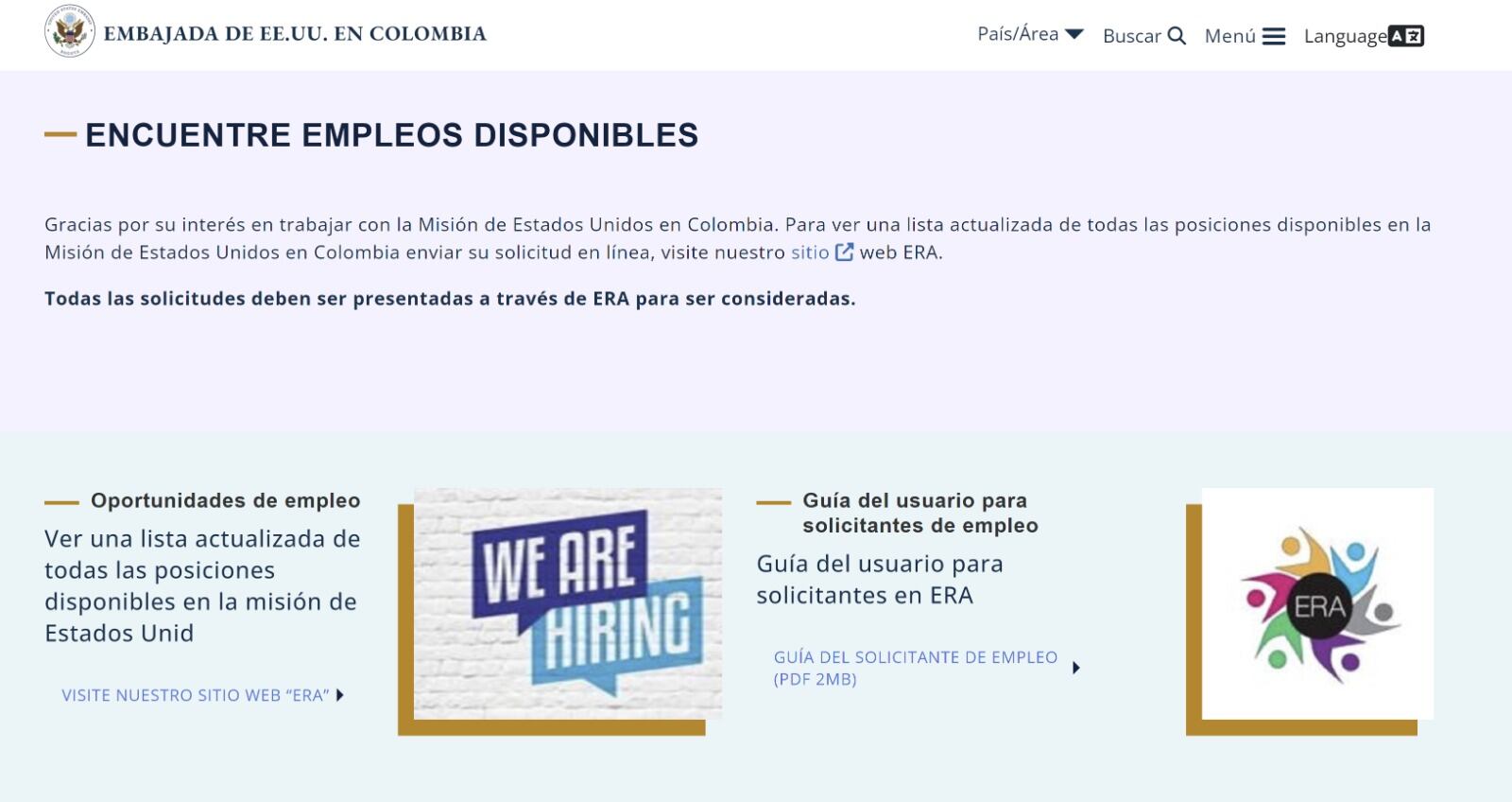 Ofertas de empleo con la embajada de los Estados Unidos