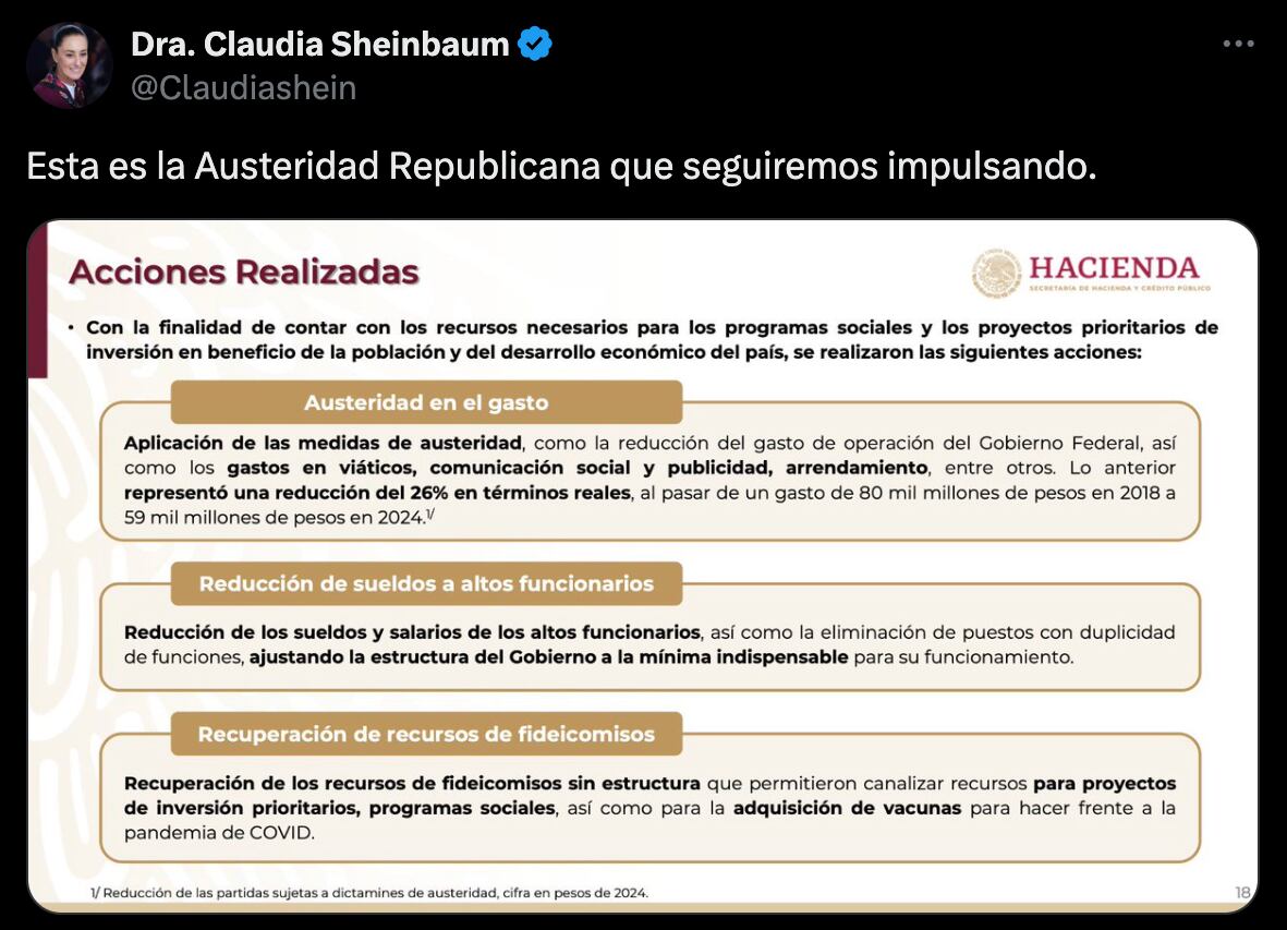 Claudia Sheinbaum-Austeridad Republicana-México-1 de agosto