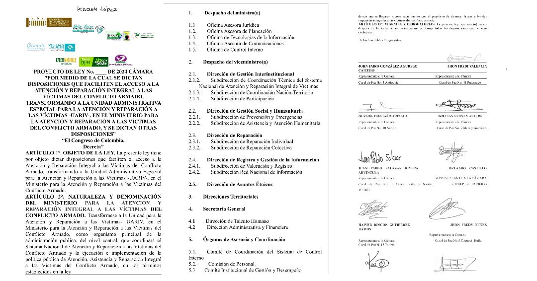 Este es el proyecto de ley con el que se buscaría la creación de un nuevo ministerio para la atención de víctimas del conflicto armado - crédito @Danielbricen/X