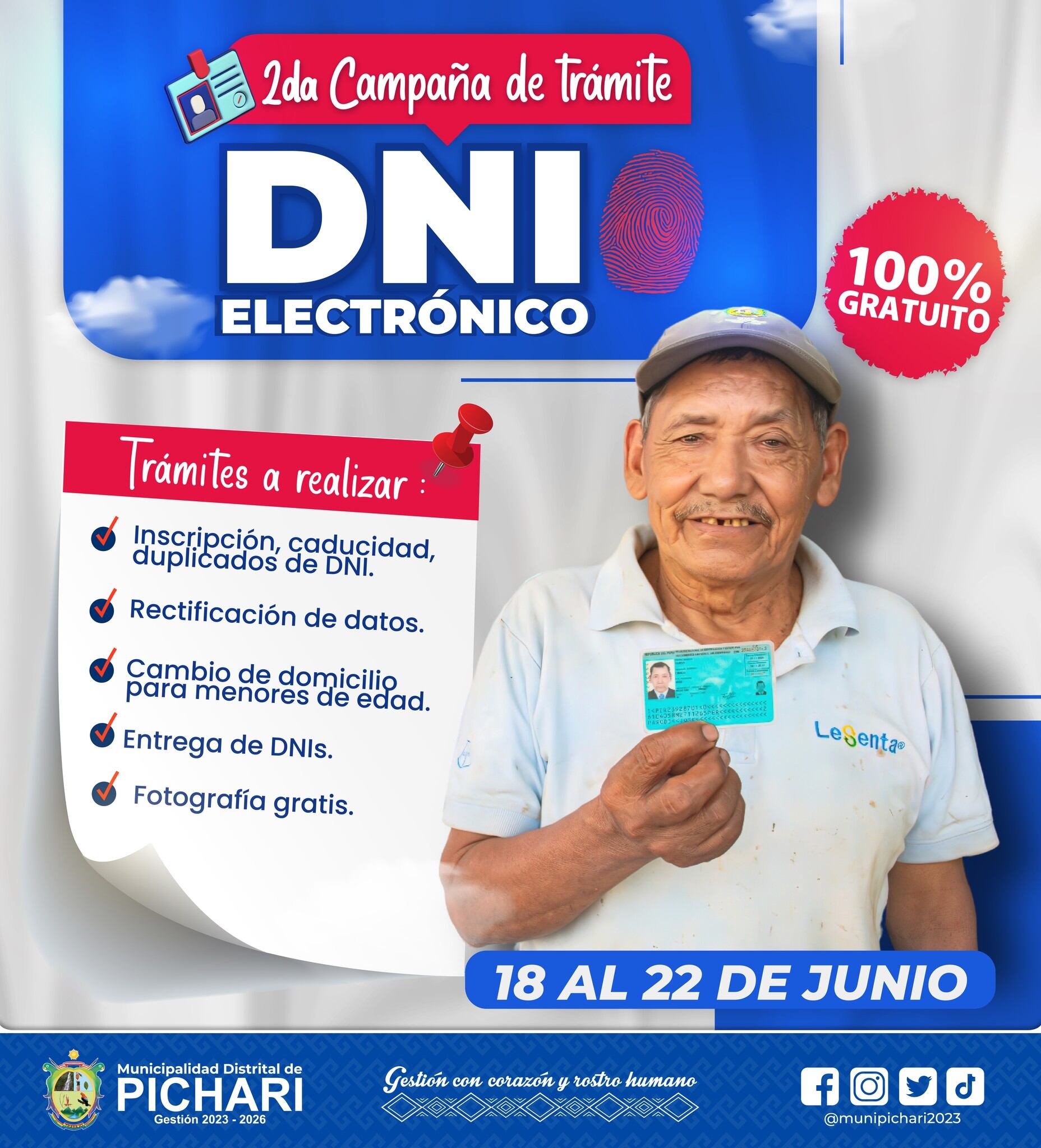 En coordinación con el Reniec, las municipalidades siguen realizando campañas para tramitar gratis el DNI electrónico.