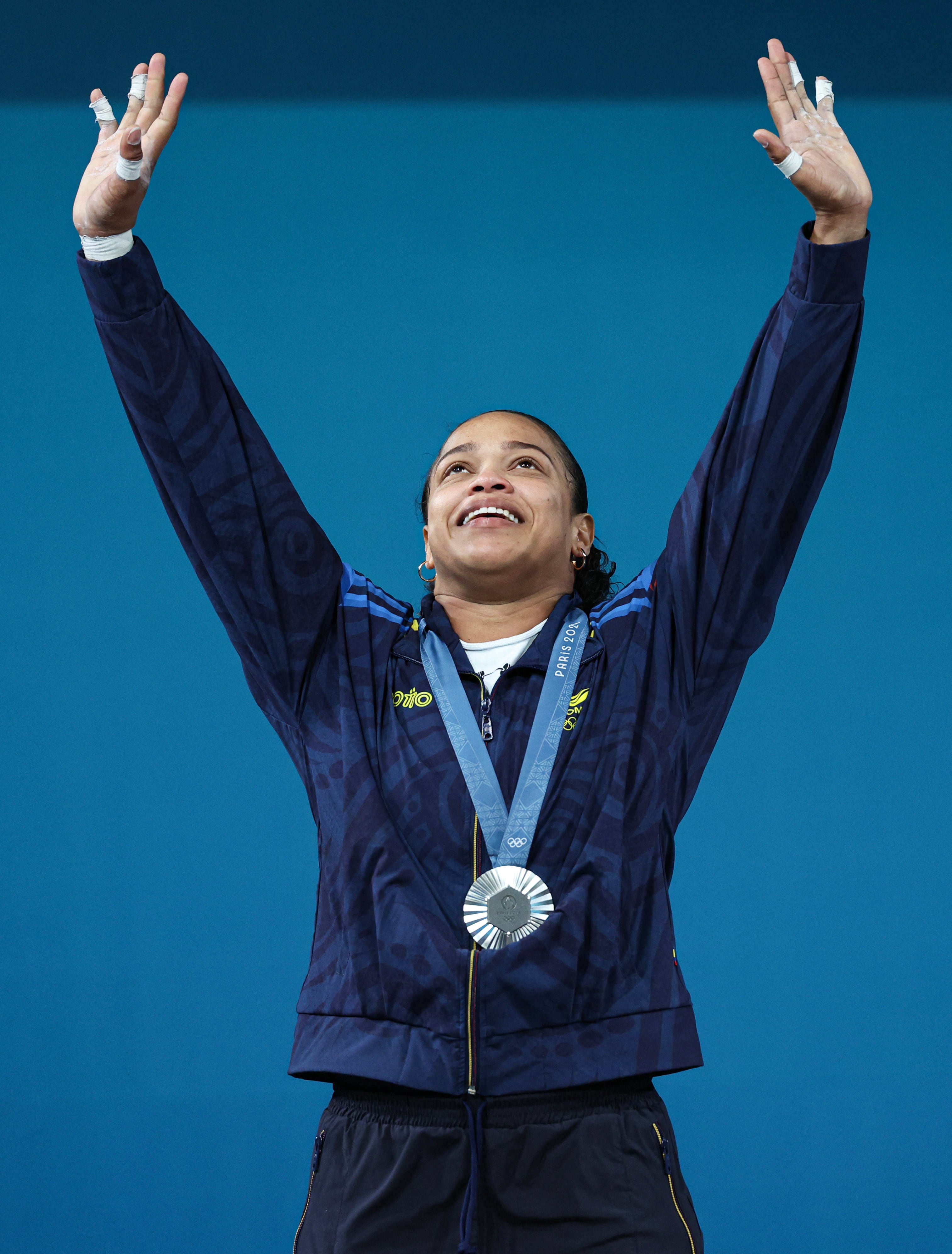 Mari Leivis Sánchez celebró como nunca su medalla de plata, después de un gran esfuerzo para llegar a París 2024 - crédito Amanda Perobelli/REUTERS