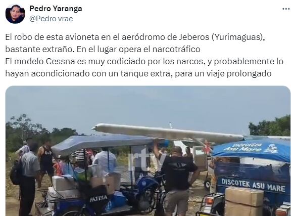 Captura del posteo de Pedro Yaranga en la red social X