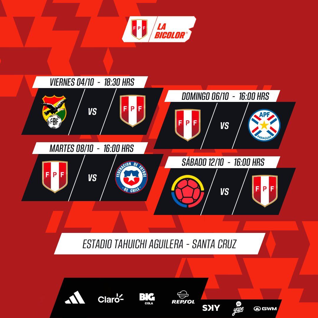 Fixture de Perú en el Sudamericano Sub 15 de Bolivia (FPF)