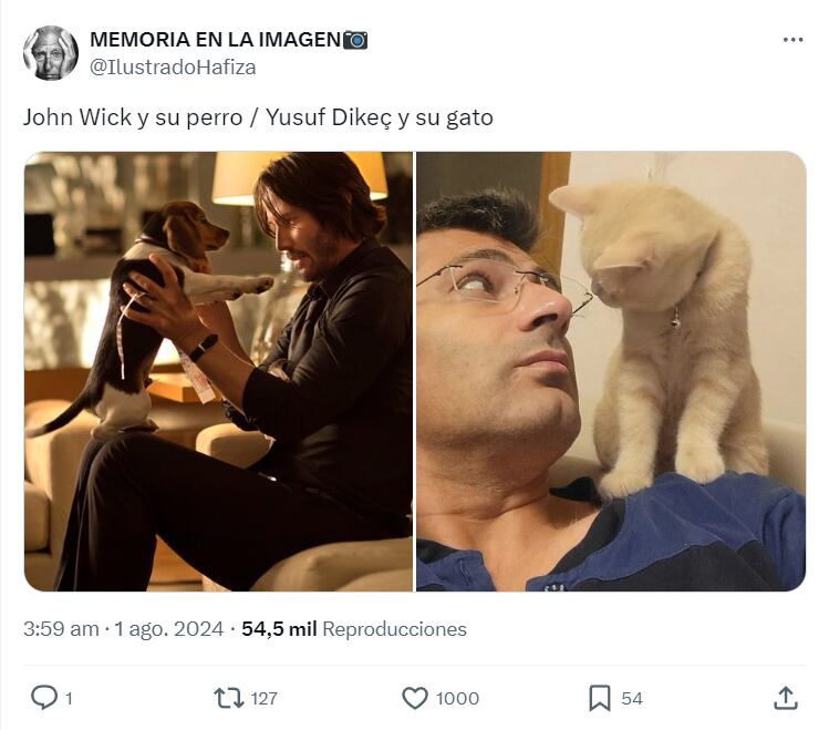 El atleta olímpico fue comparado con John Wick por la foto que subió con un gato en sus redes sociales en 2022