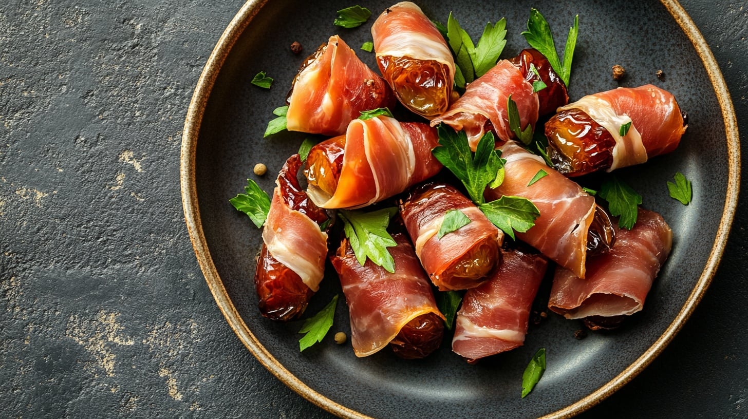 Receta de dátiles envueltos en jamón serrano, una sorpresa para el paladar