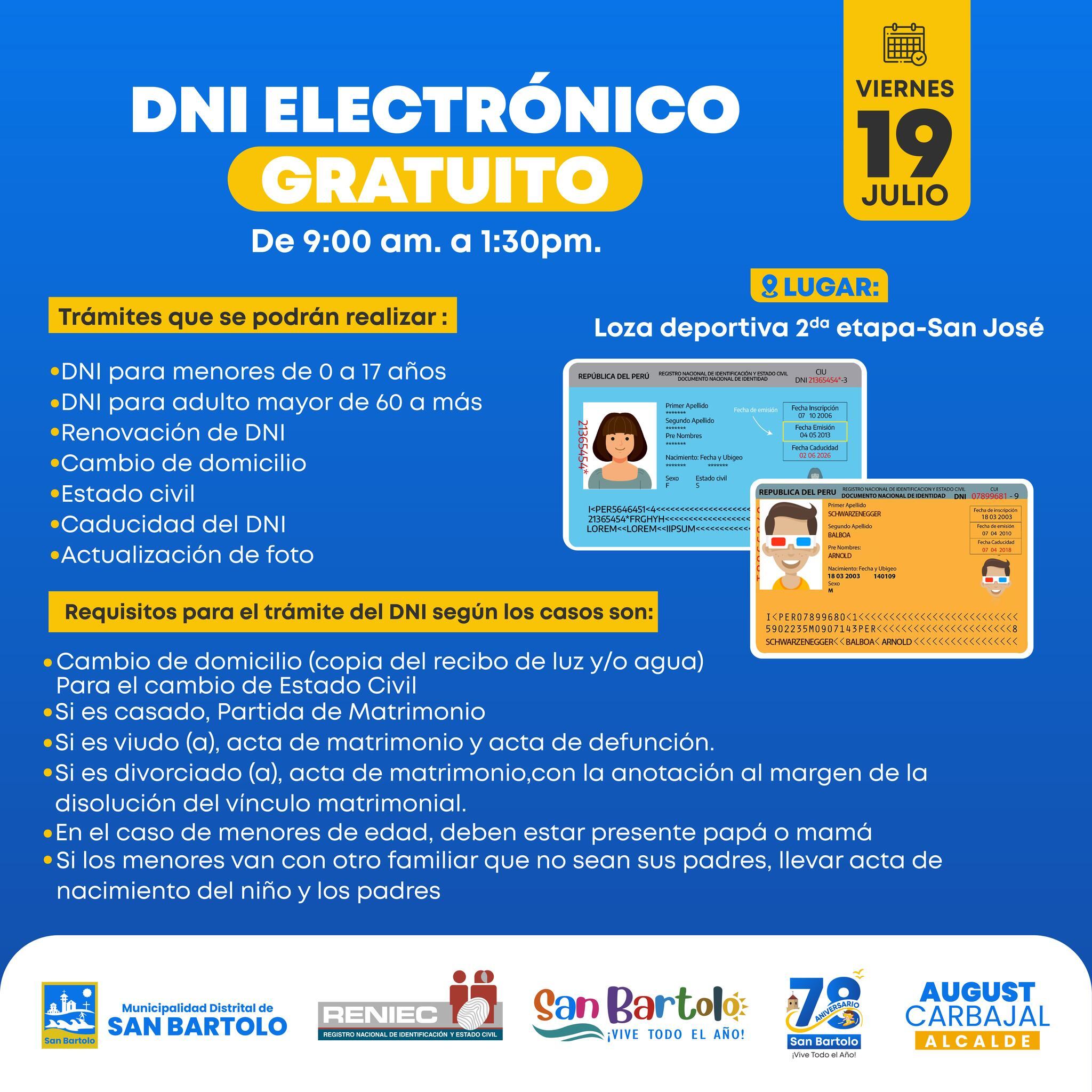 Lanzan gran campaña del DNI gratuito por tres días: este 8, 9 y 11 de julio de 2024.