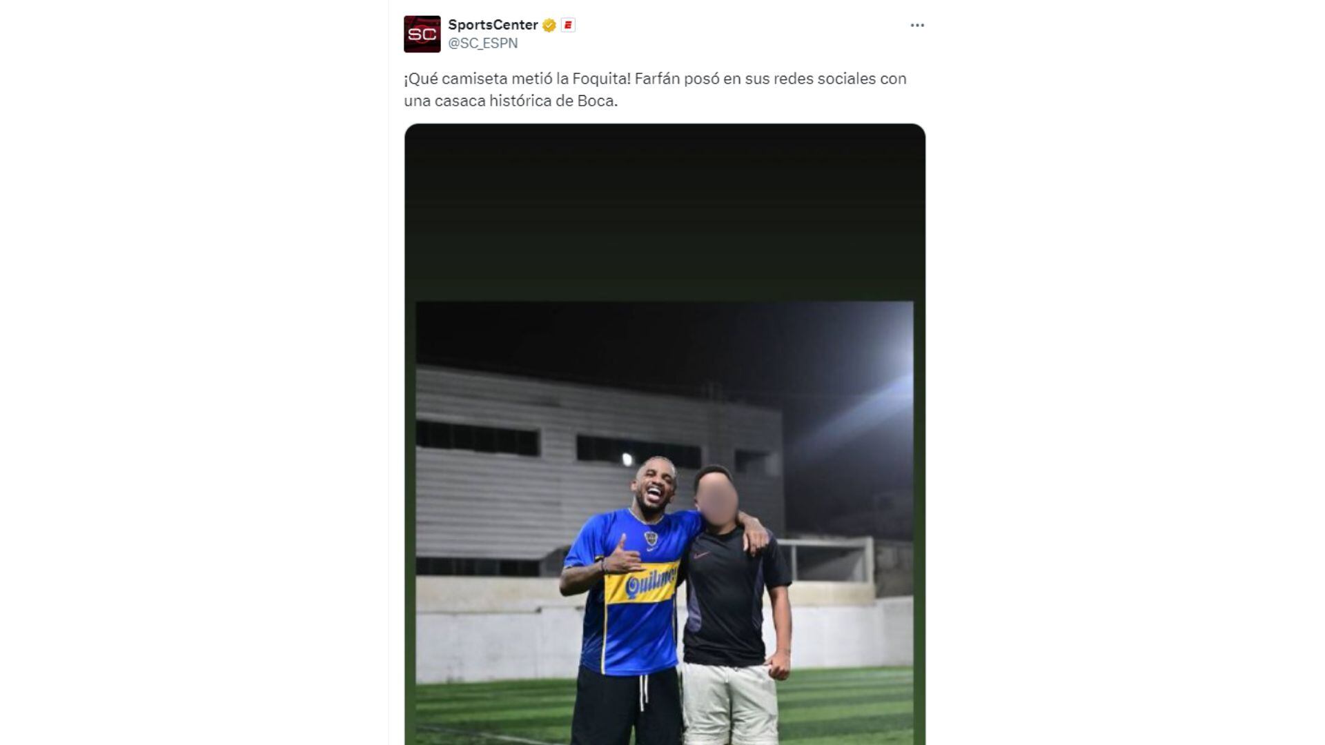 ESPN destacó la fotografía de Jefferson Farfán con la camiseta de Boca Juniors.