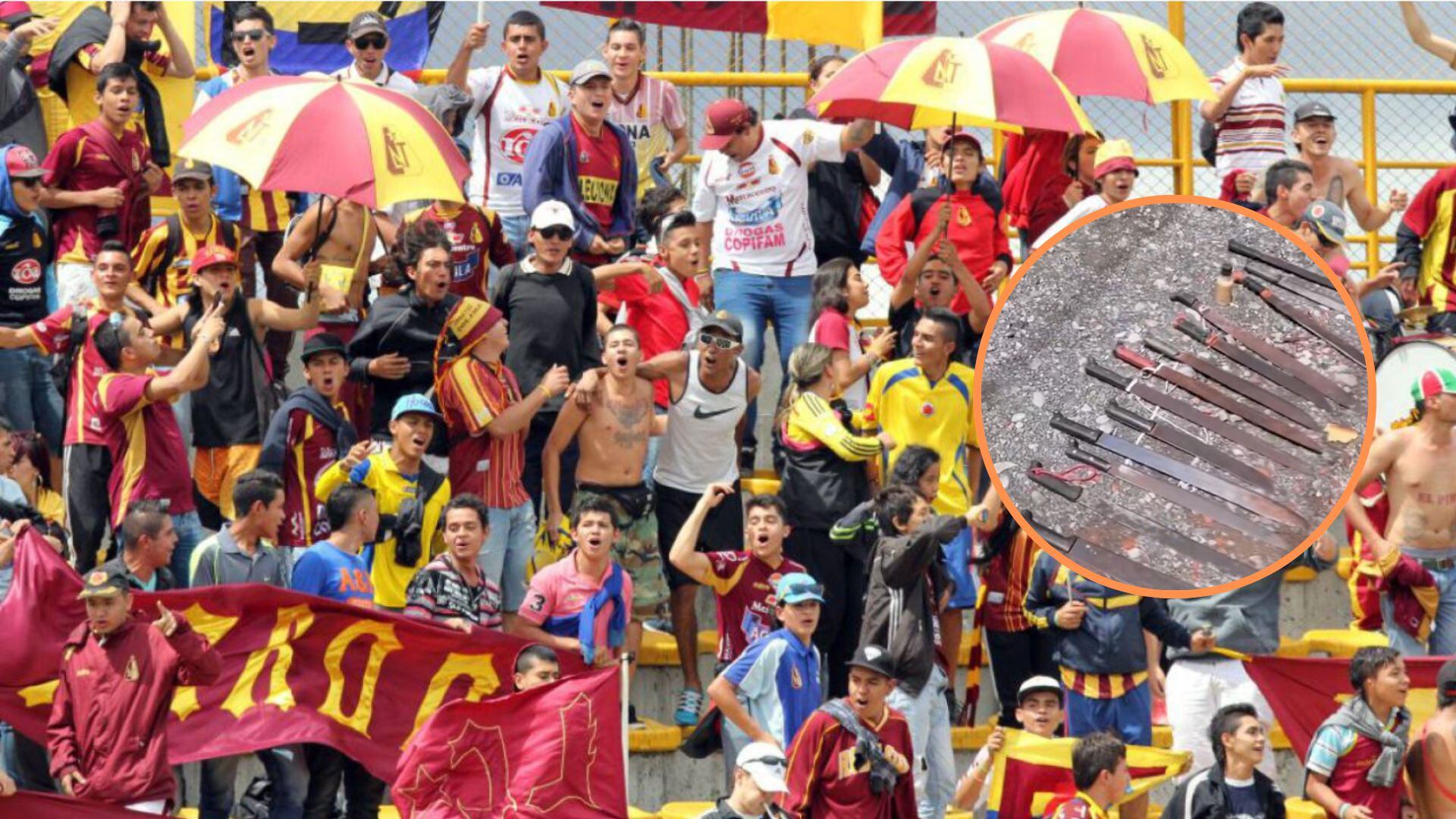 Hinchas del Tolima fueron encontrados con armas blancas en Pereira - crédito Colprensa/Captura video