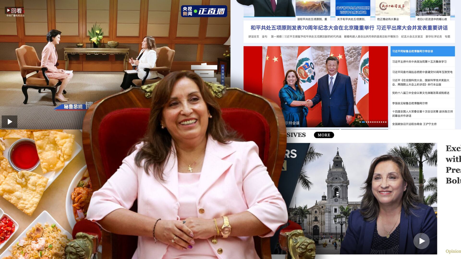 La presidenta mencionó platos del chifa peruano, generando la percepción de que los peruanos aman la comida china. (Composición: Infobae)