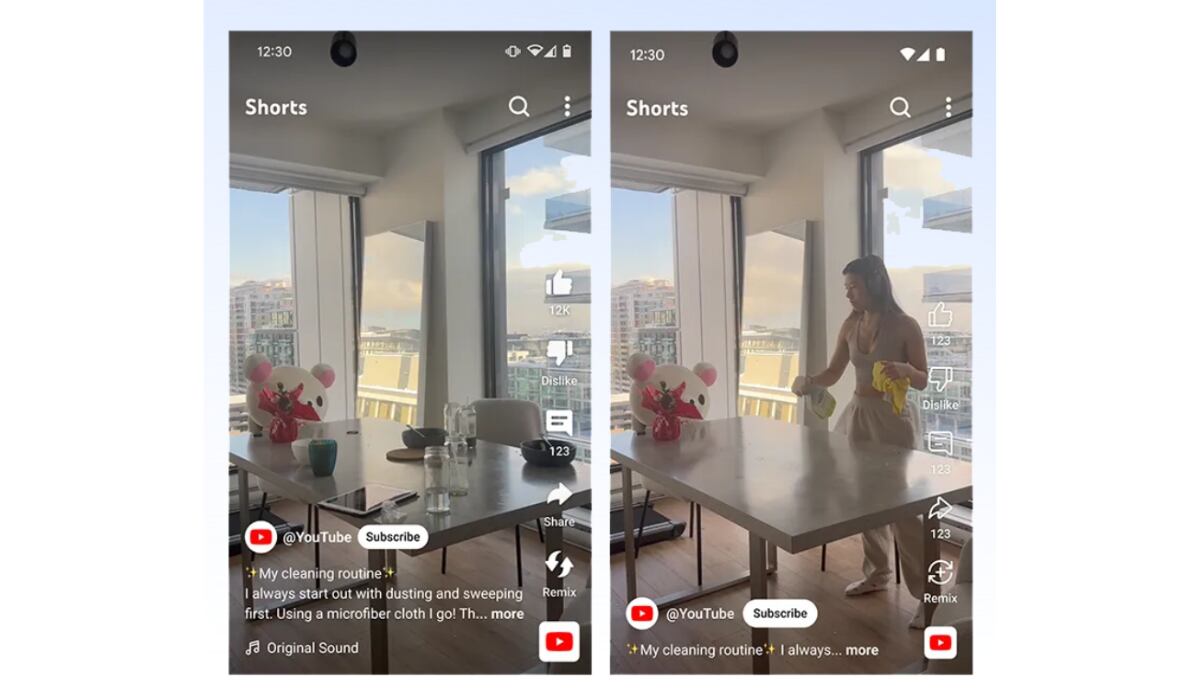 El reproductor de Shorts cambiará para que el video ocupe más espacio. (YouTube)