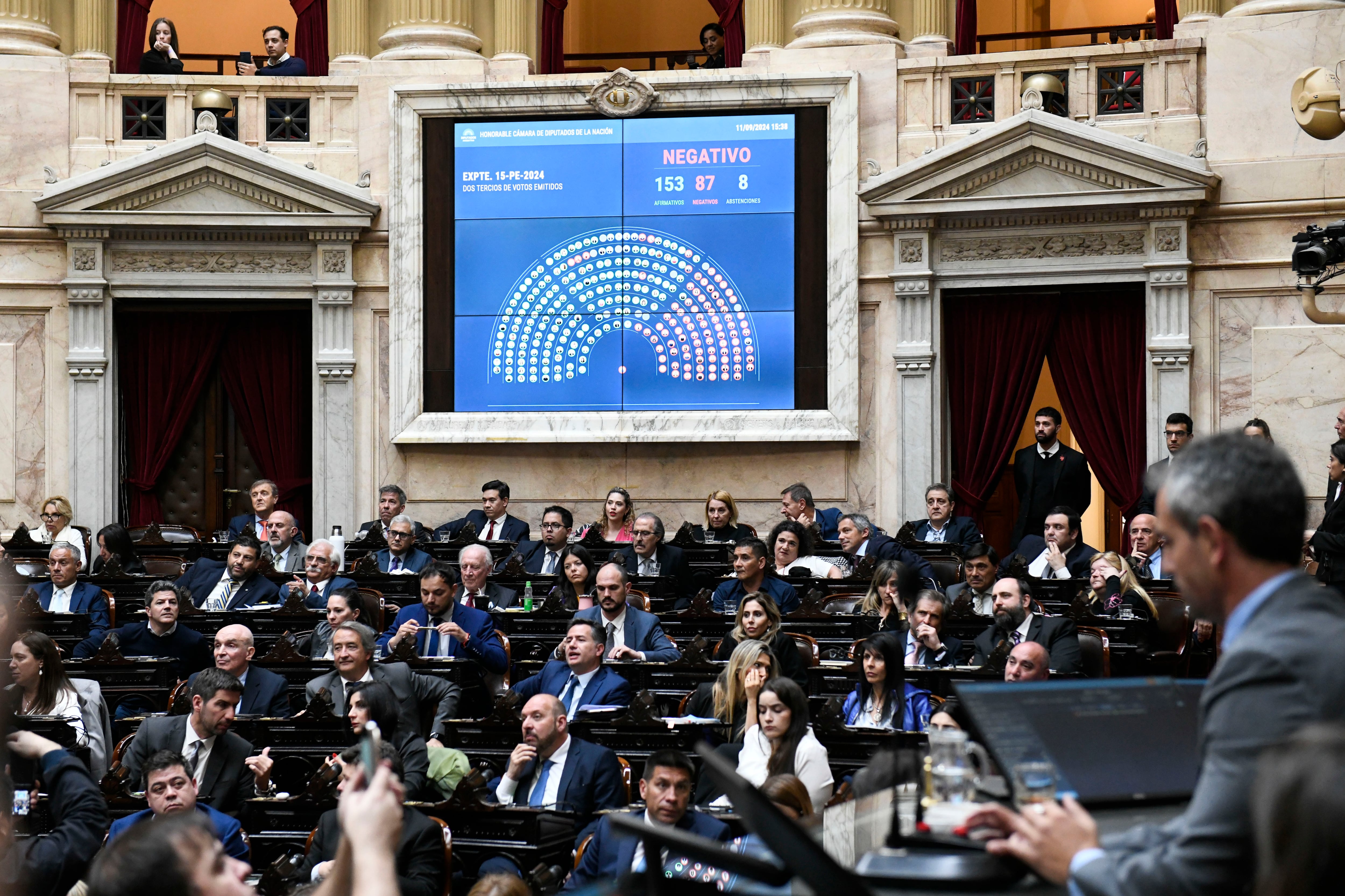 Fotografía cedida por la Cámara de Diputados de Argentina, que muestra a legisladores durante una sesión especial este miércoles en Buenos Aires (Argentina). EFE/Cámara de Diputados de Argentina
