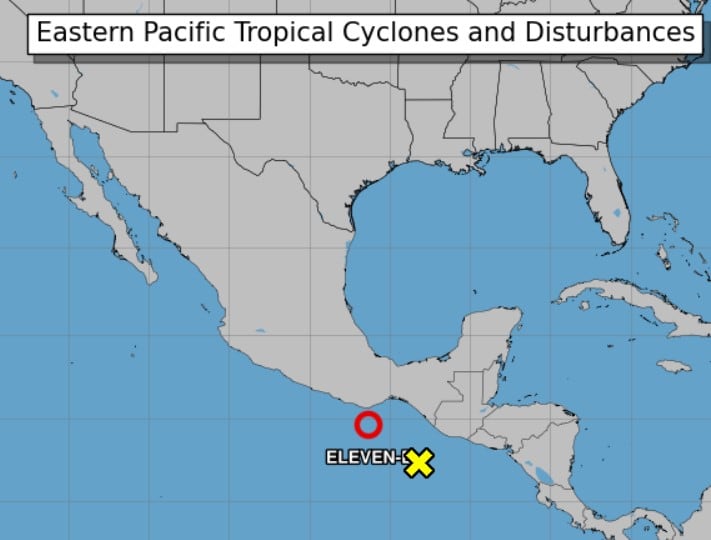 Depresión tropical once-e absorberá a una zona de baja presión ubicada en el sureste mexicano