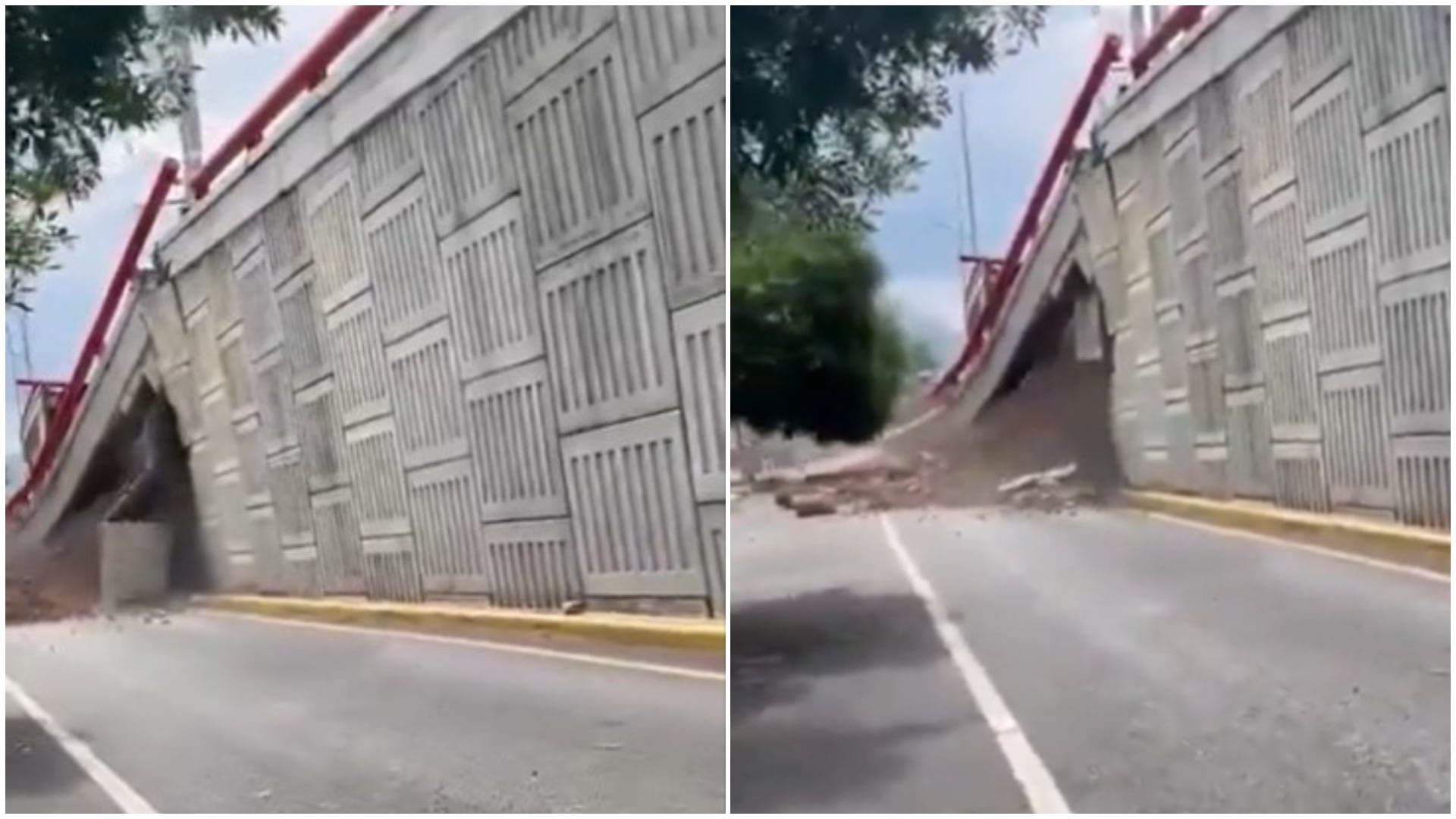 Colapsa rampa en puente vehicular de San Pedro Garza García I VIDEO