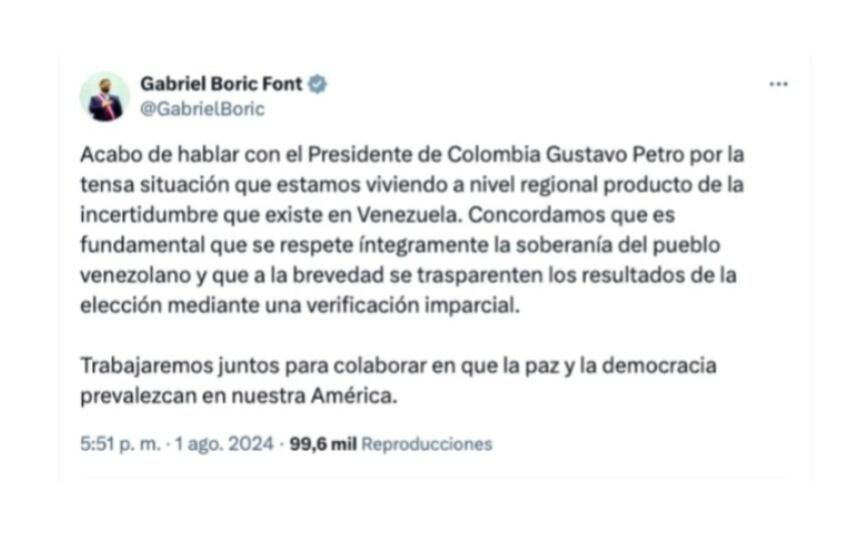 Gabriel Boric y la llamada con Gustavo Petro