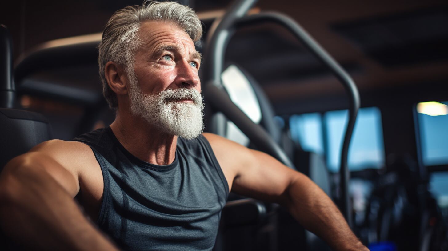 Imagen de un señor mayor comprometido con su bienestar mientras se ejercita en un gimnasio, fomentando un estilo de vida saludable y activo. (Imagen ilustrativa Infobae)