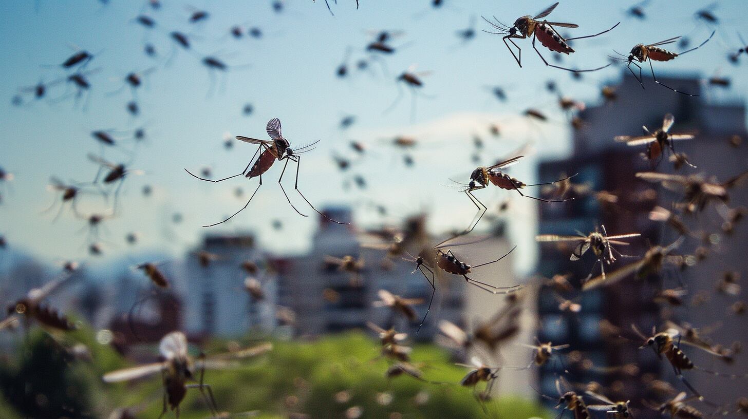 Una horda de mosquitos volando - (Imagen Ilustrativa Infobae)