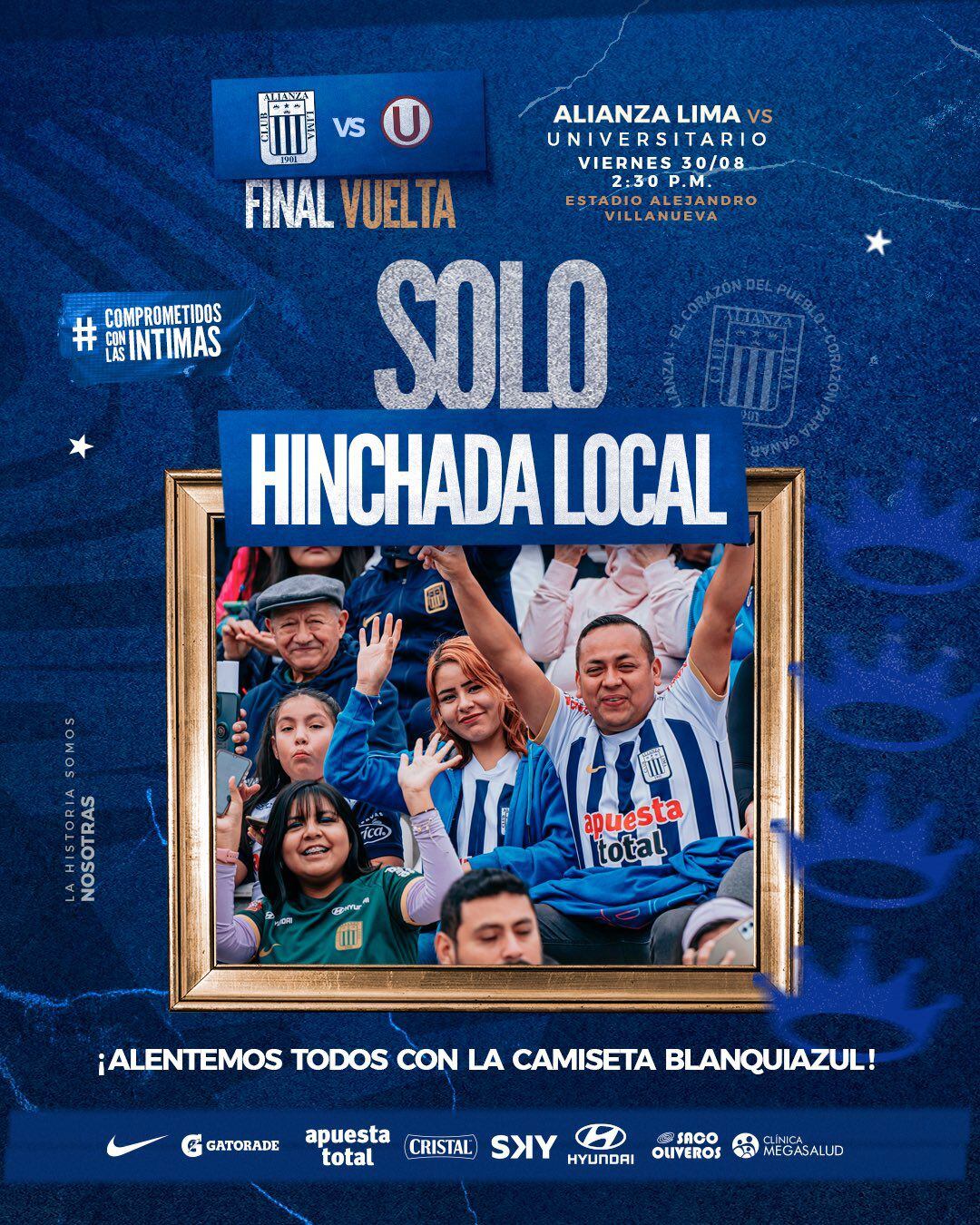 Solo se permitirá el ingreso de la hinchada de Alianza Lima en la segunda final de la Liga Femenina 2024.