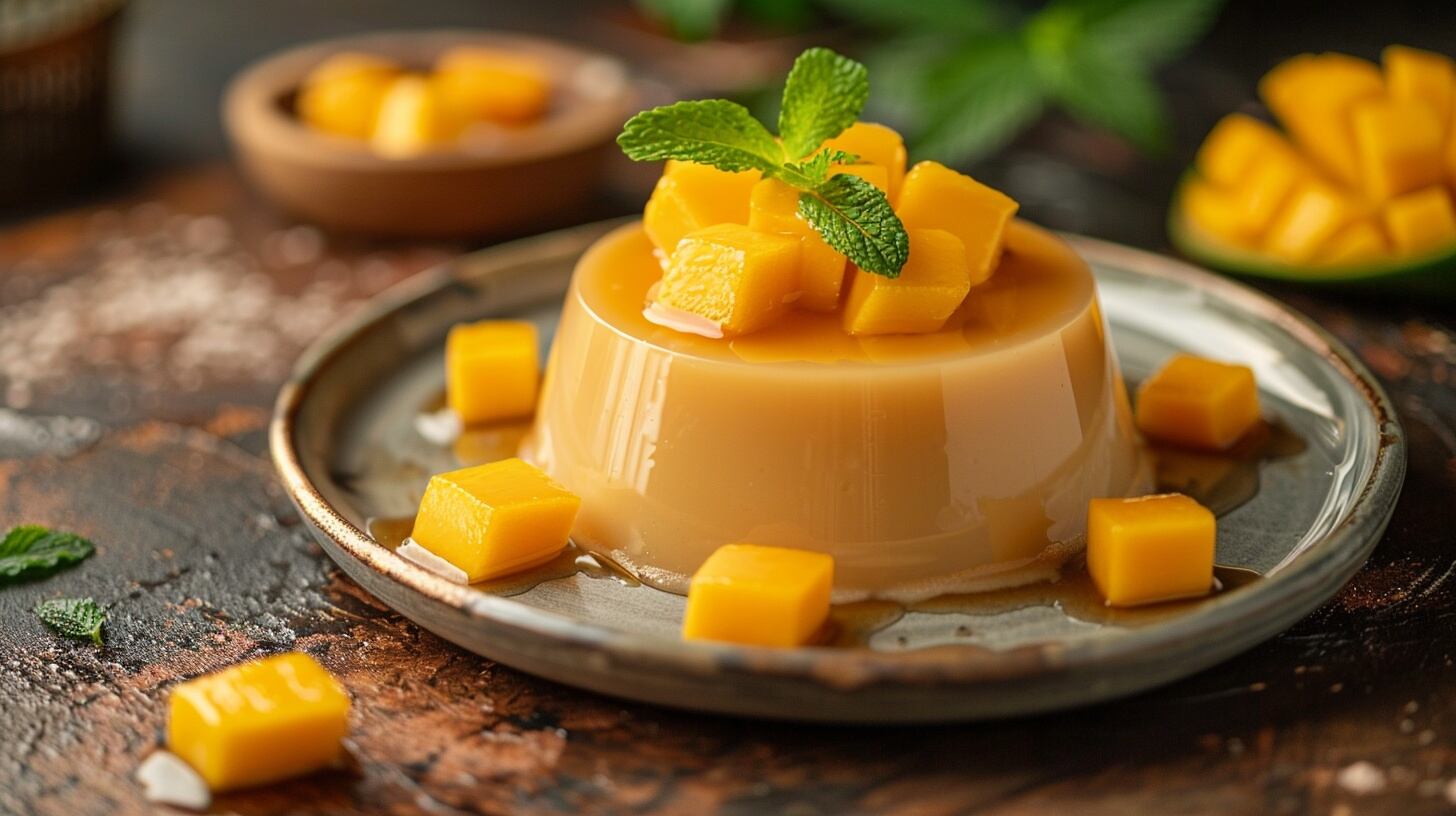 Postre de amaranto y mango, gelatina nutritiva, opción vegana, baja en calorías, receta fácil y saludable. - (Imagen Ilustrativa Infobae)