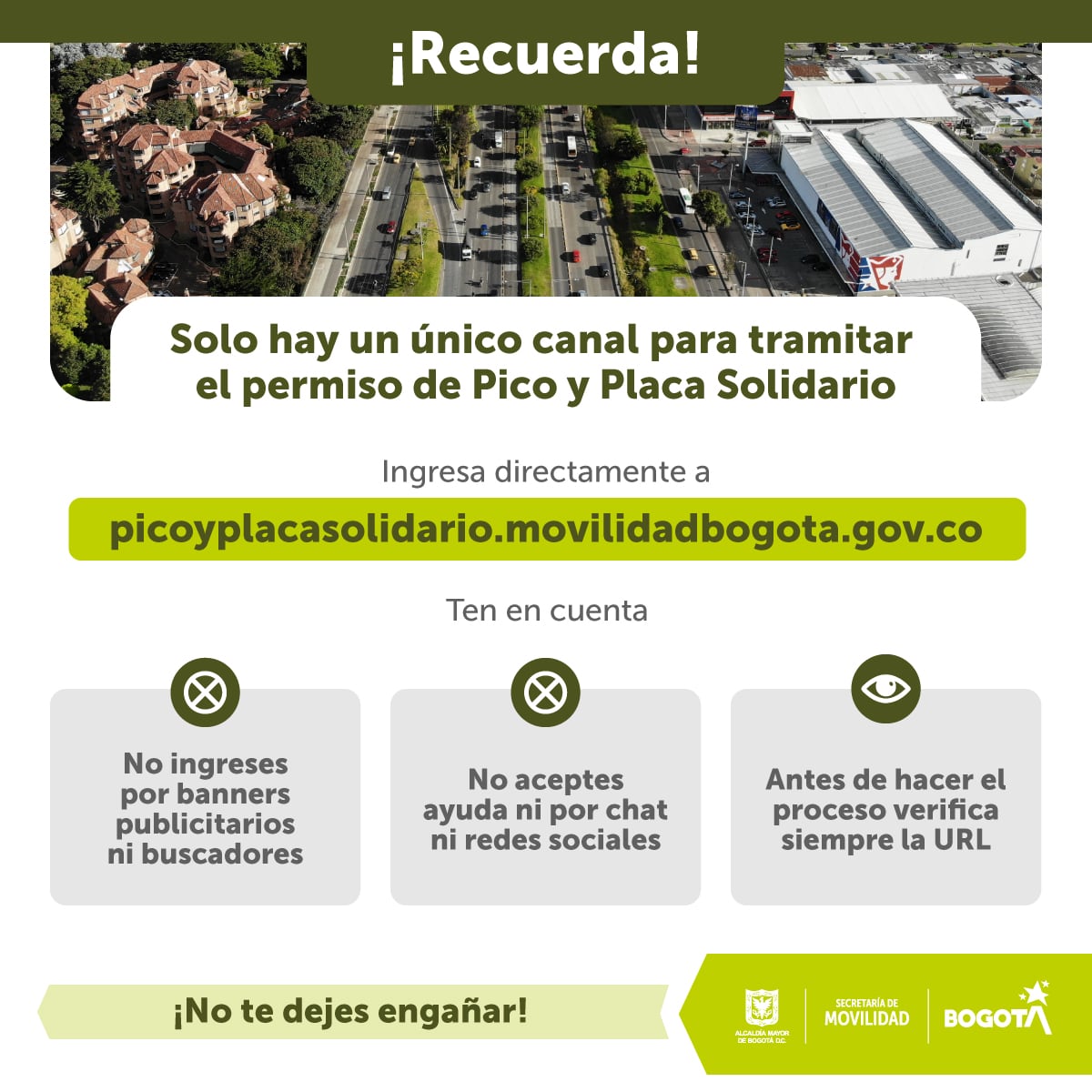 Alerta de las autoridades por suplantación en la página del Pico y Placa - crédito @SectorMovilidad/X