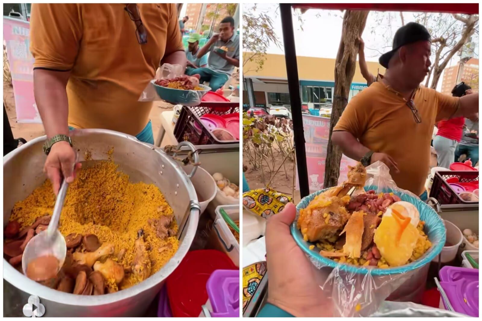 Por 8 mil pesos, en esta esquina barranquillera, se almuerza con una buena porción surtida y refresco - crédito captura de pantalla @gentequeamalacomida / Instagram