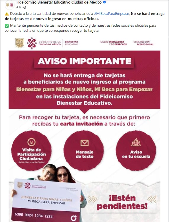 Foto: FB: Fideicomiso Bienestar Educativo Ciudad de México