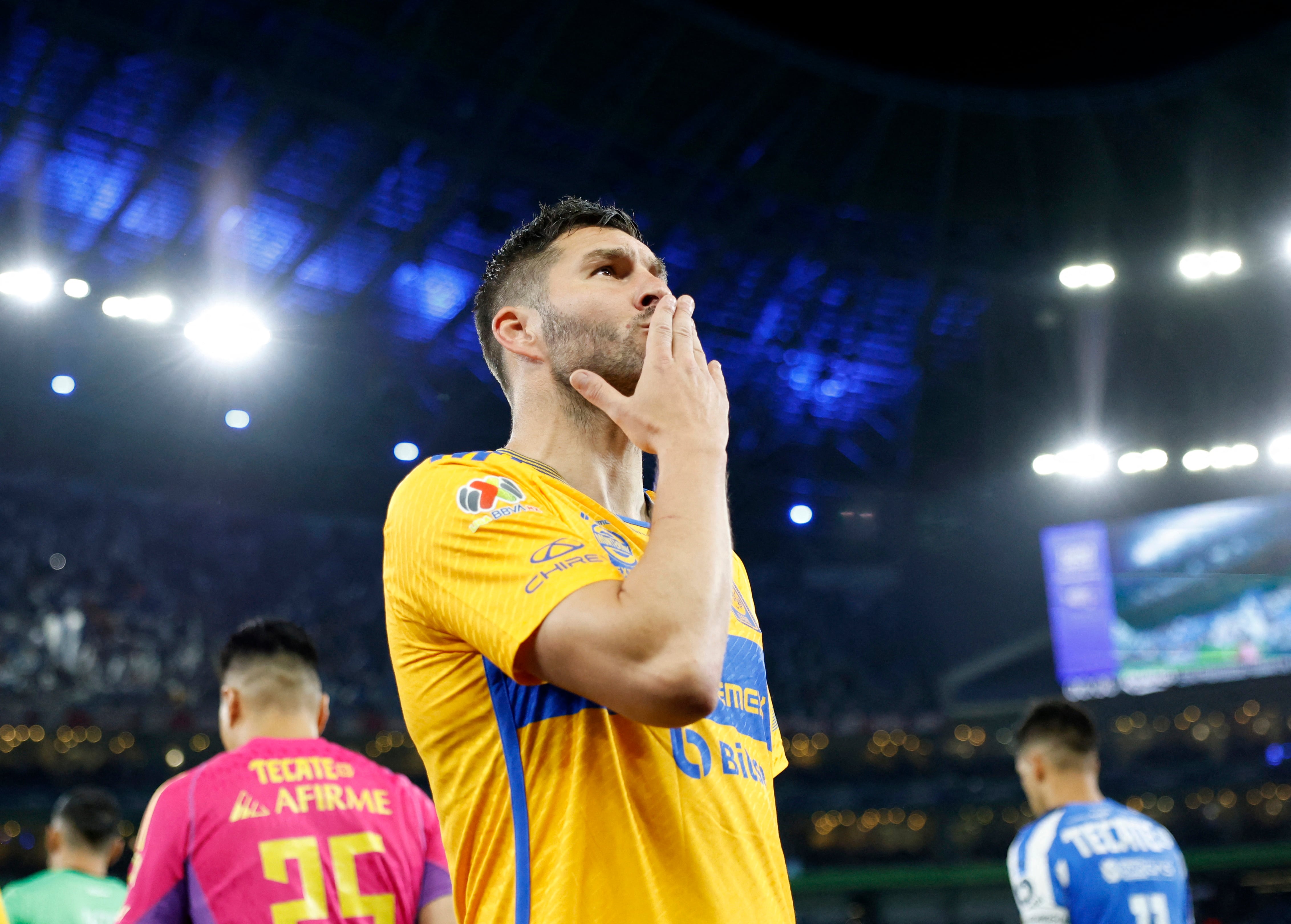 Soccer Football - Liga MX - Monterrey v Tigres UANL - Estadio BBVA, Monterrey, Mexico - April 13, 2024 Tigres UANL's Andre-Pierre Gignac before the match REUTERS/Daniel Becerril