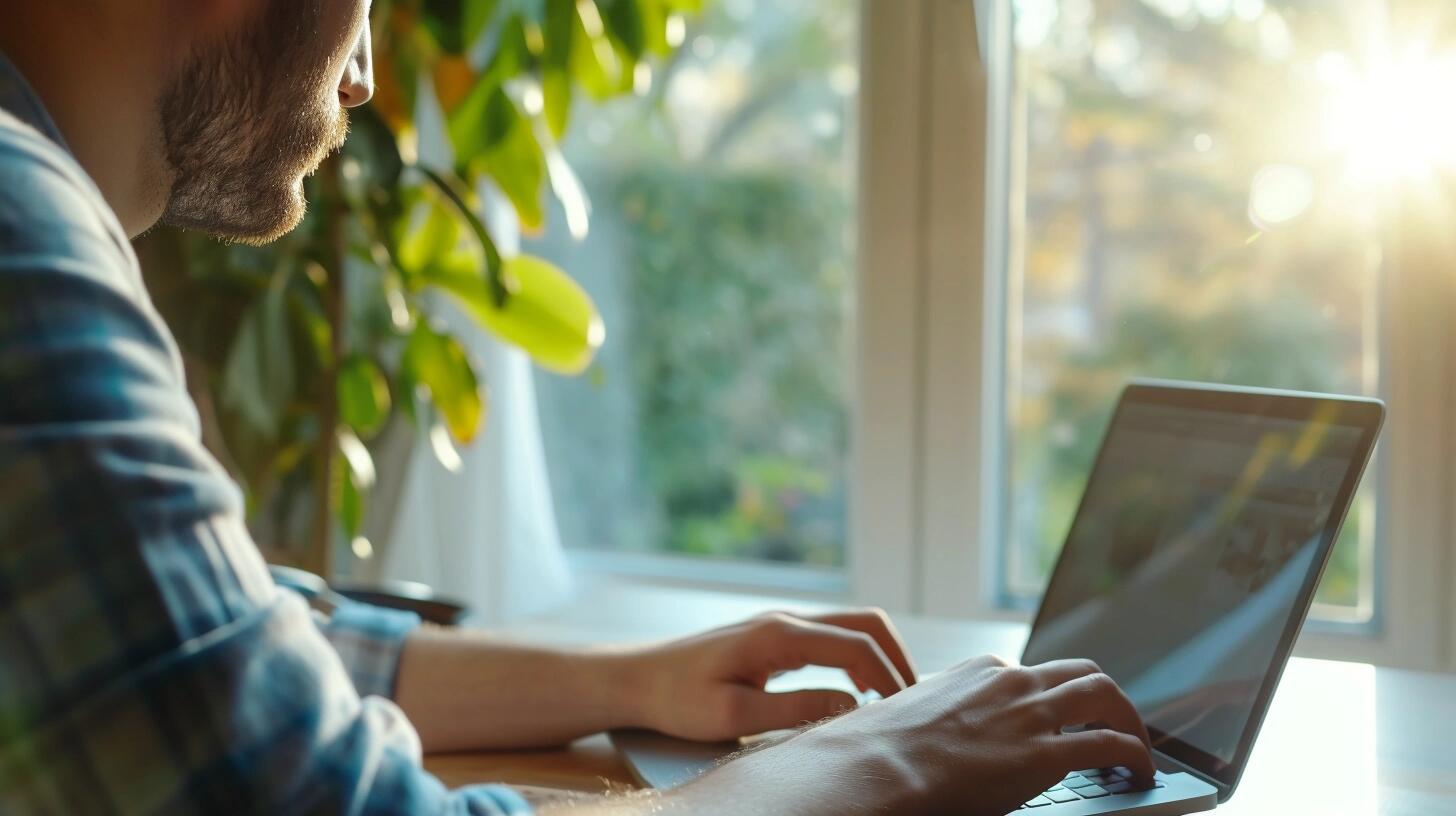 Emprendedor concentrado en su laptop gestionando compras por internet, maximizando el potencial del trabajo a distancia gracias a una buena conexión online, reflejando la modernidad del home office. (Imagen ilustrativa Infobae)