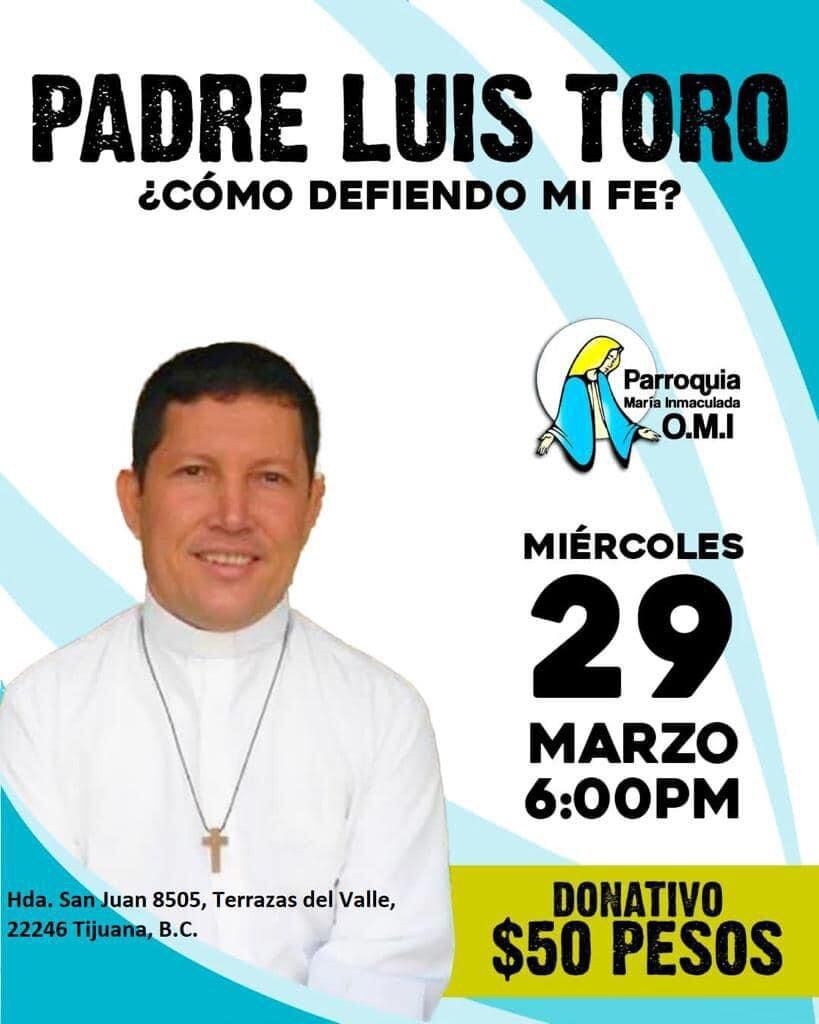 Este es uno de los carteles con el que el cura venezolano Luis Toro promociona sus encuentros - crédito Padre Luis Toro/Facebook