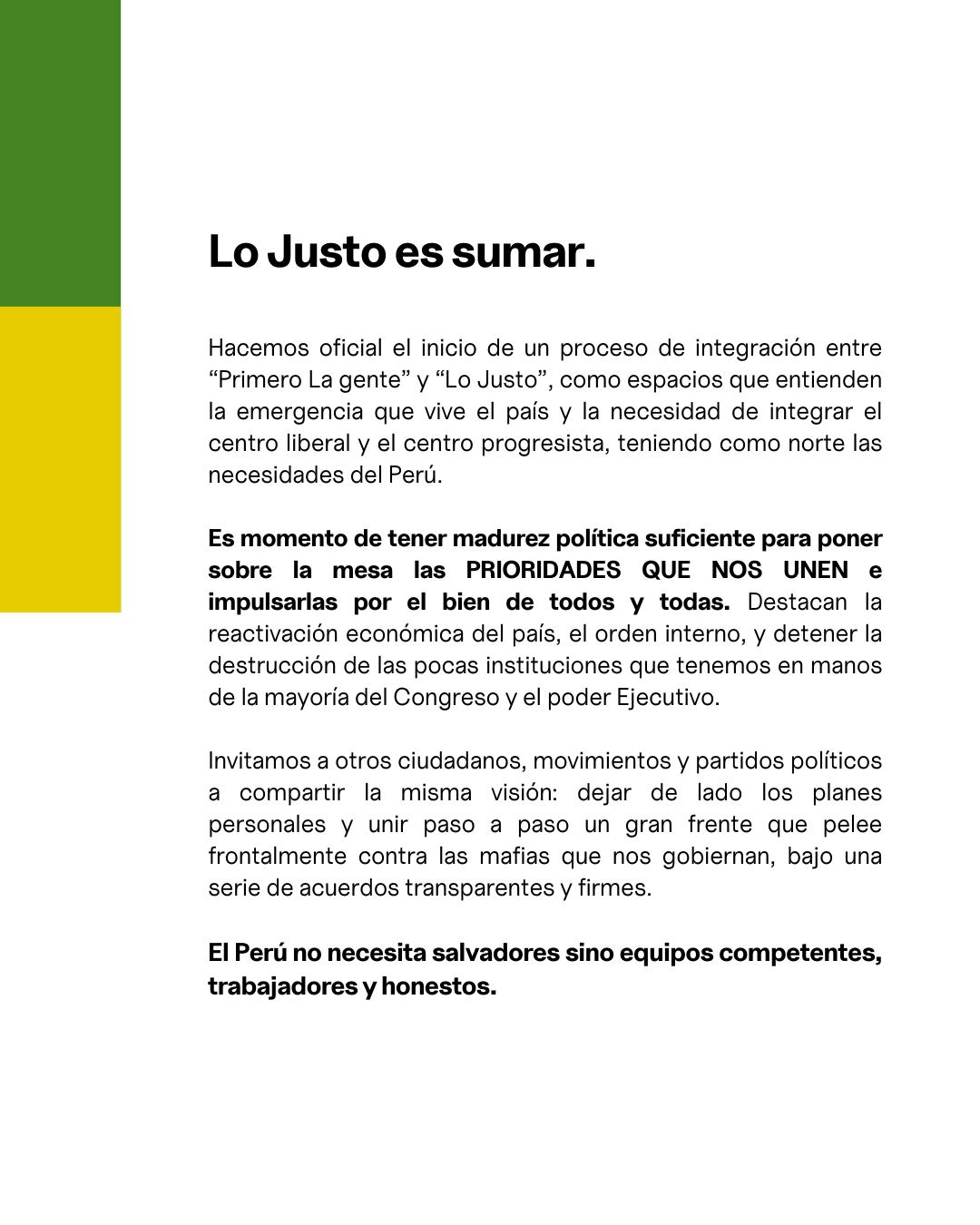 'Lo Justo', partido del cual es fundadora, optó por no continuar con su inscripción electoral en mayo. (Foto: Composición)