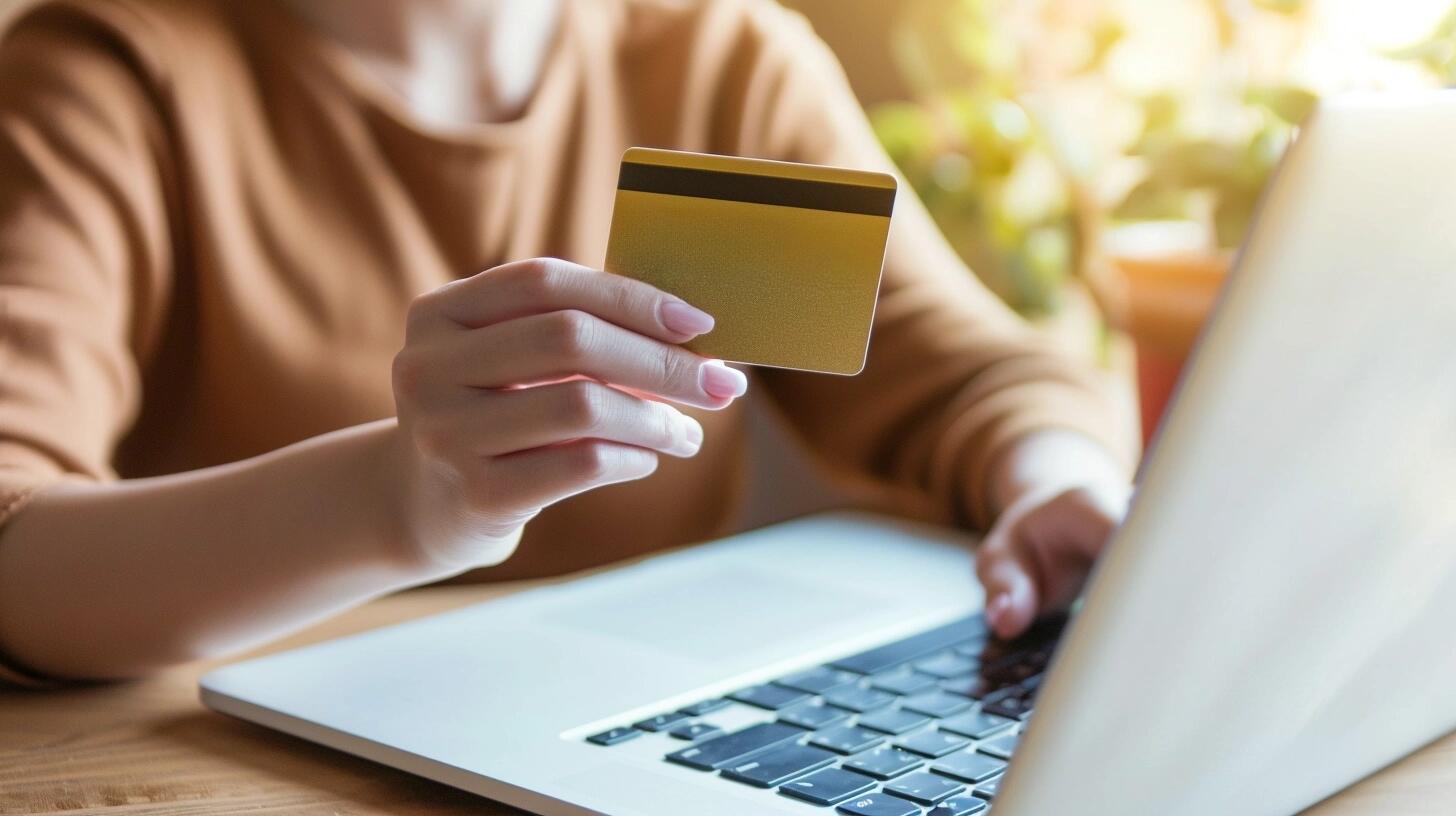 Una mujer revisando ofertas en su laptop mientras sostiene una tarjeta de crédito, simbolizando el proceso de compra en línea. La imagen refleja cómo el comercio electrónico ha facilitado las compras, permitiendo a los usuarios aprovechar promociones y gestionar sus finanzas de manera eficiente y segura desde cualquier lugar. Destaca el impacto de eventos como el Black Friday en las decisiones de compra y la importancia de las opciones de pago electrónico. (Imagen ilustrativa Infobae)