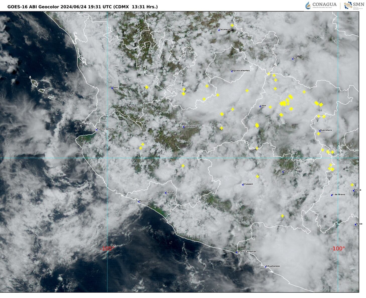 Imagen 2: GOES 16 ABI GEOCOLOR, 13:31 h (hora local).