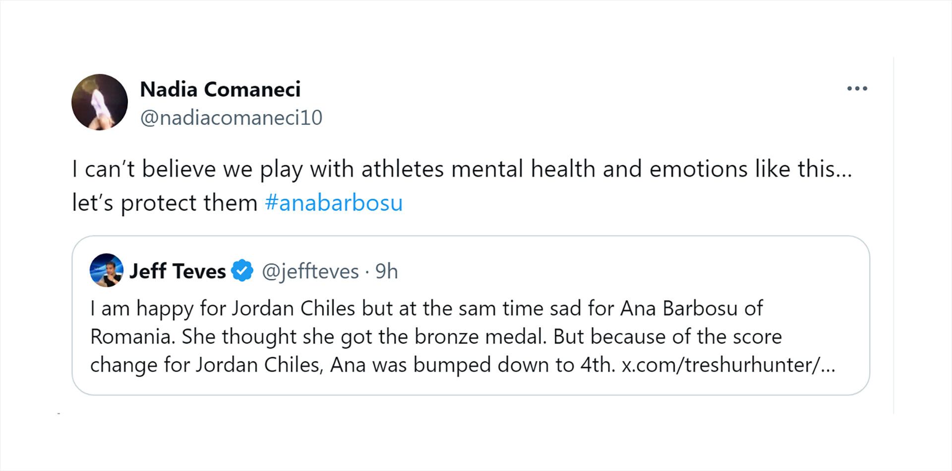 La reacción de la gimnasta Ana Barbosu luego de que le quitaran la medalla de bronce por un reclamo