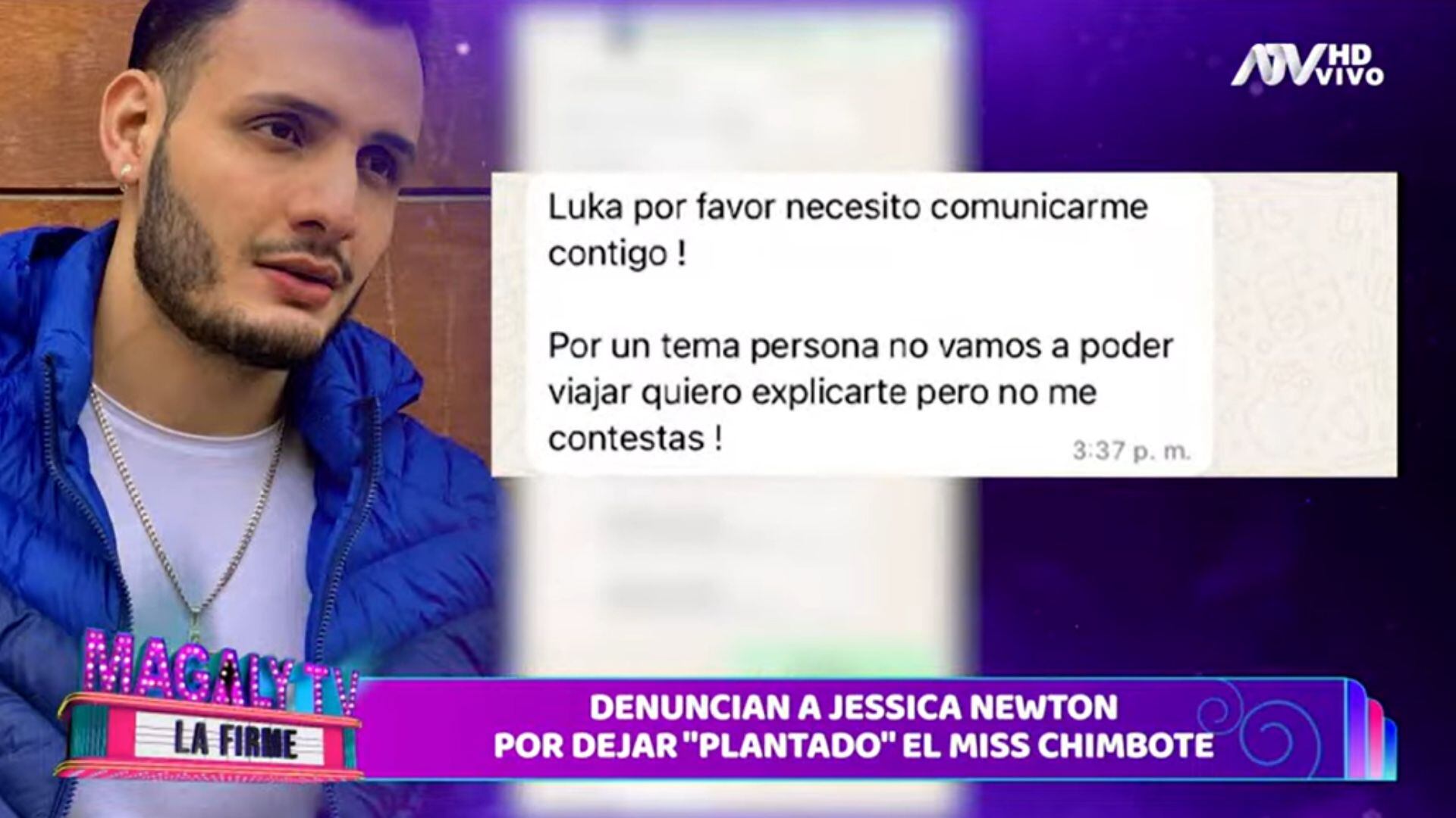 Jessica Newton canceló su participación en el Miss Chimbote horas antes de que el concurso se llevara a cabo.