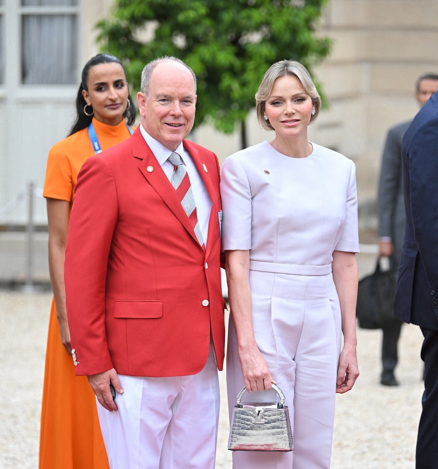 Alberto y Charlene de Mónaco en la recepción previa a la inauguración de los Juegos Olímpicos de París