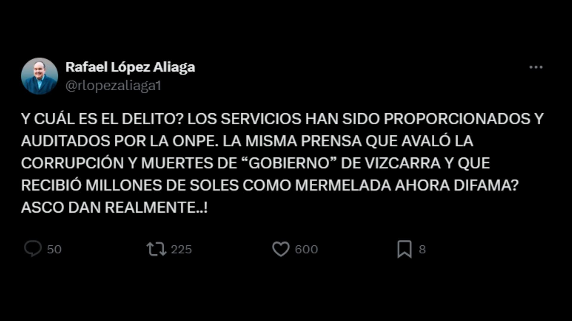 Rafael López Aliaga hace aclaración sobre la contratación del productor de Andrés Hurtado.