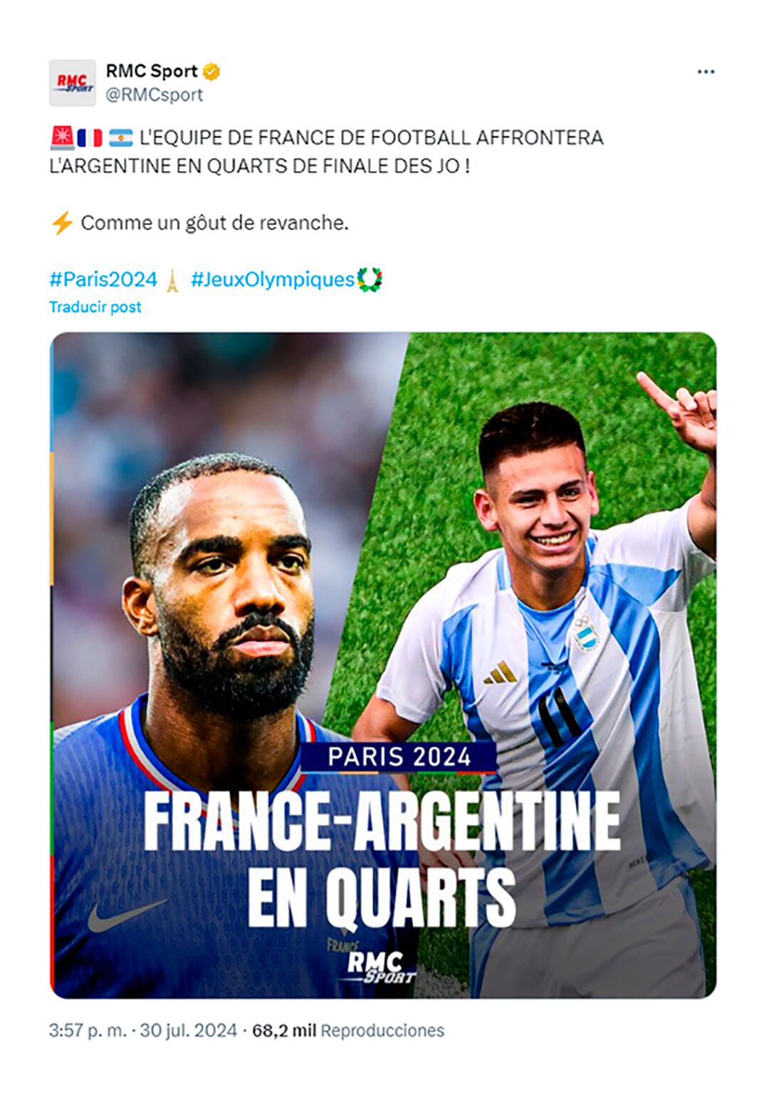 Argentina se enfrentará a Francia en los Juegos Olímpicos de París