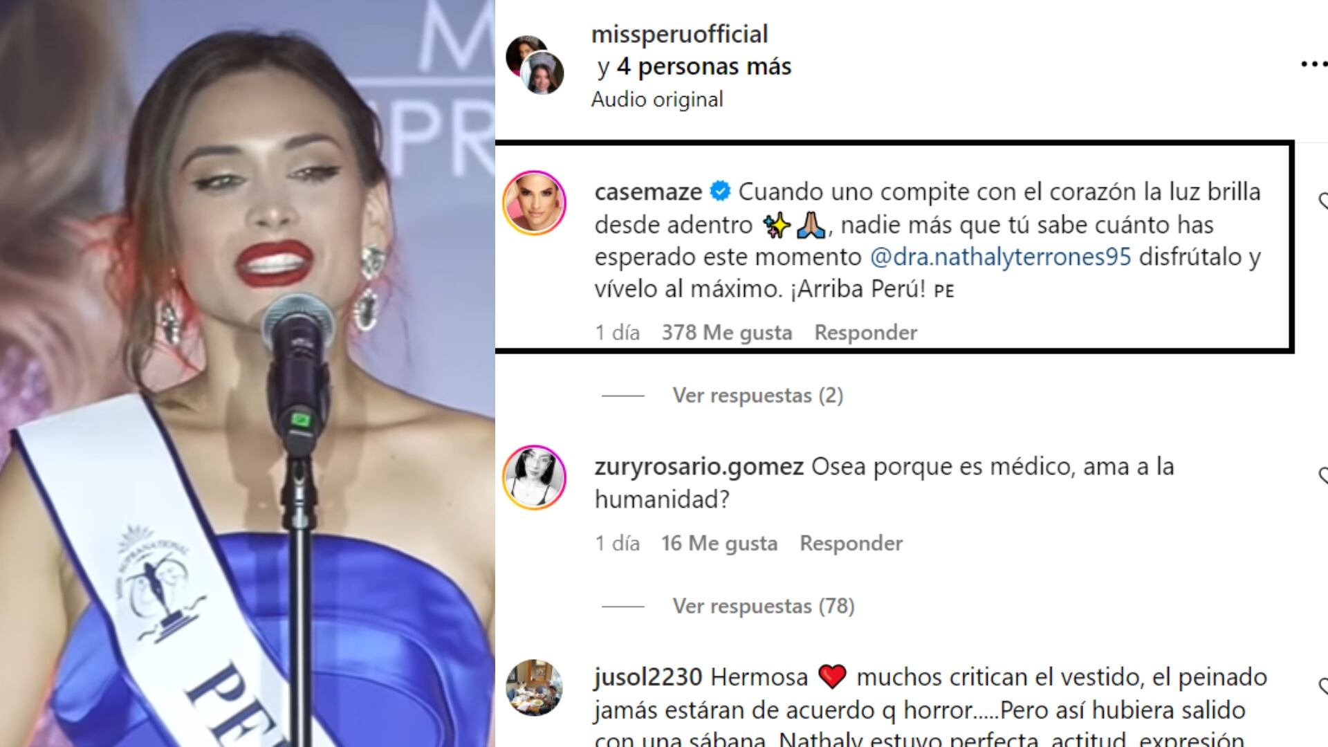 Nathaly Terrones recibe el apoyo de Jessica Newton y Cassandra Sánchez de Lamadrid.