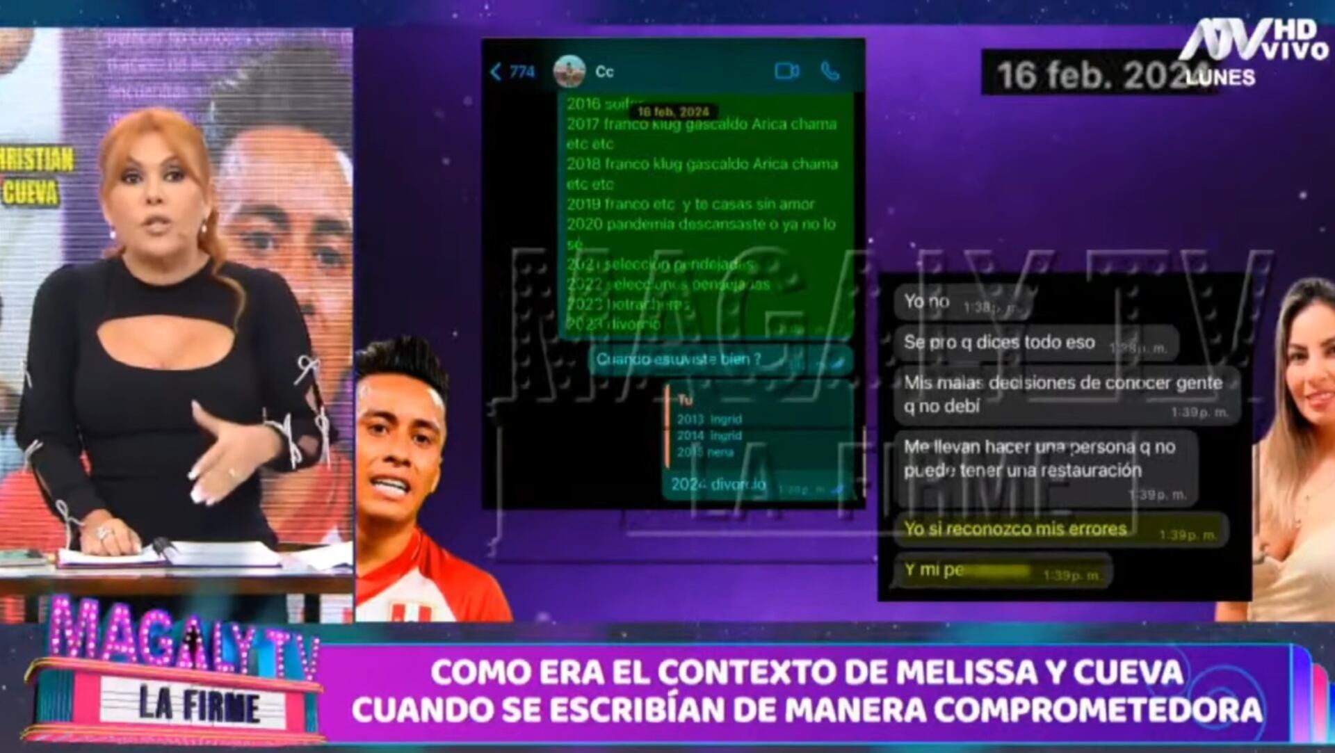 Pamela López presenta una larga lista de infidelidades de Christian Cueva. Magaly TV La Firme