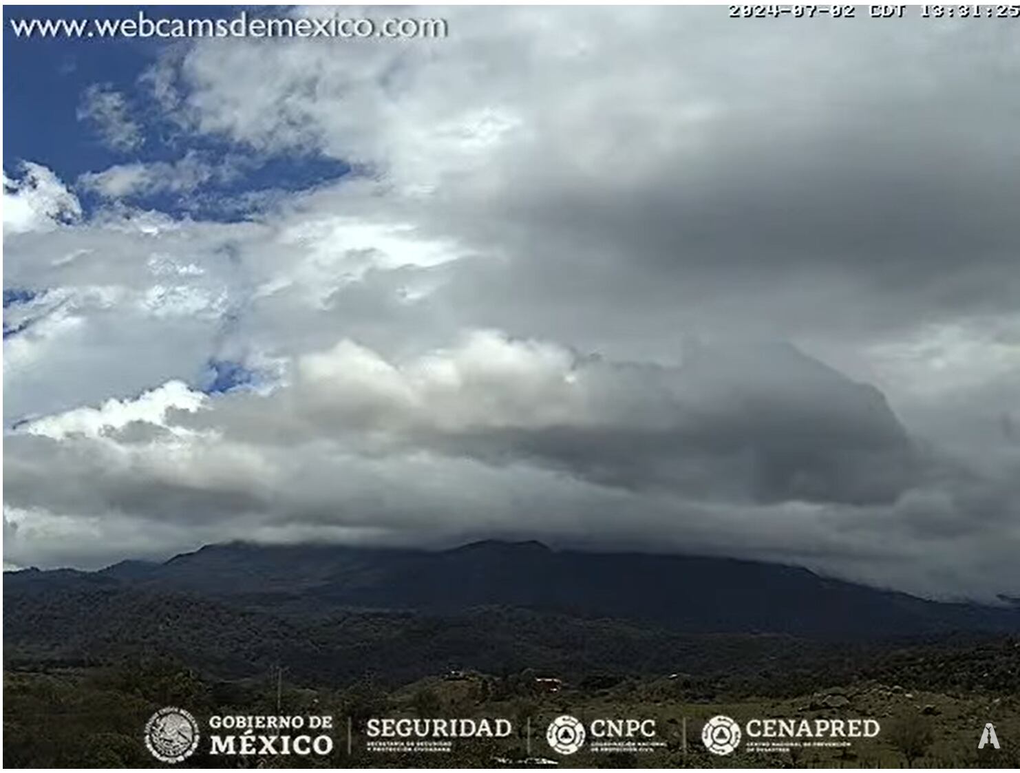 Imagen 1: Volcán de Fuego de Colima, 13:31 h (hora local).