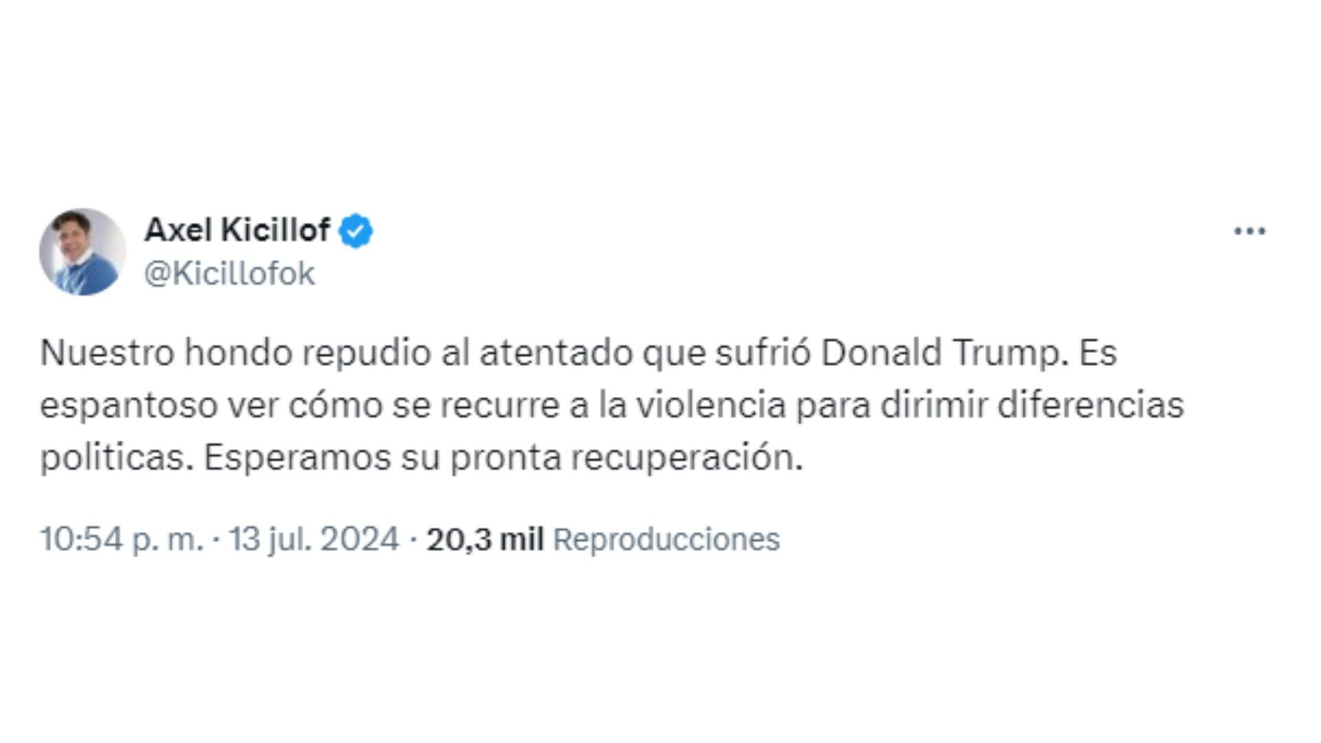 atentado contra Donald Trump reacciones del arco político argentino