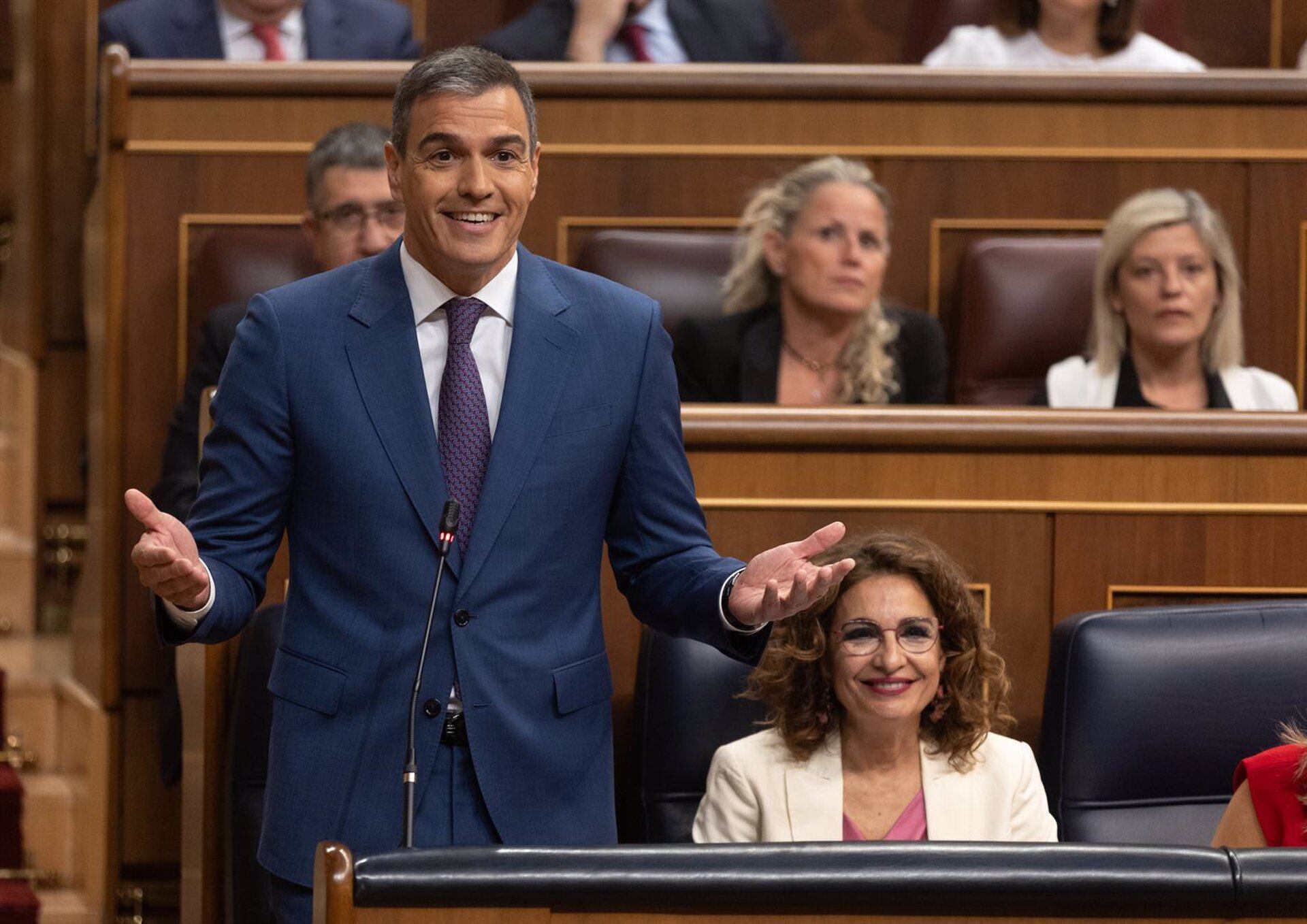 El presidente del Gobierno, Pedro Sánchez, interviene durante una sesión de control en el Congreso. (Eduardo Parra/Europa Press)
