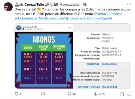 Usuarios acusan a Ticketmaster y al Corona Capital de cargos sorpresa; ya piden ayuda de Profeco